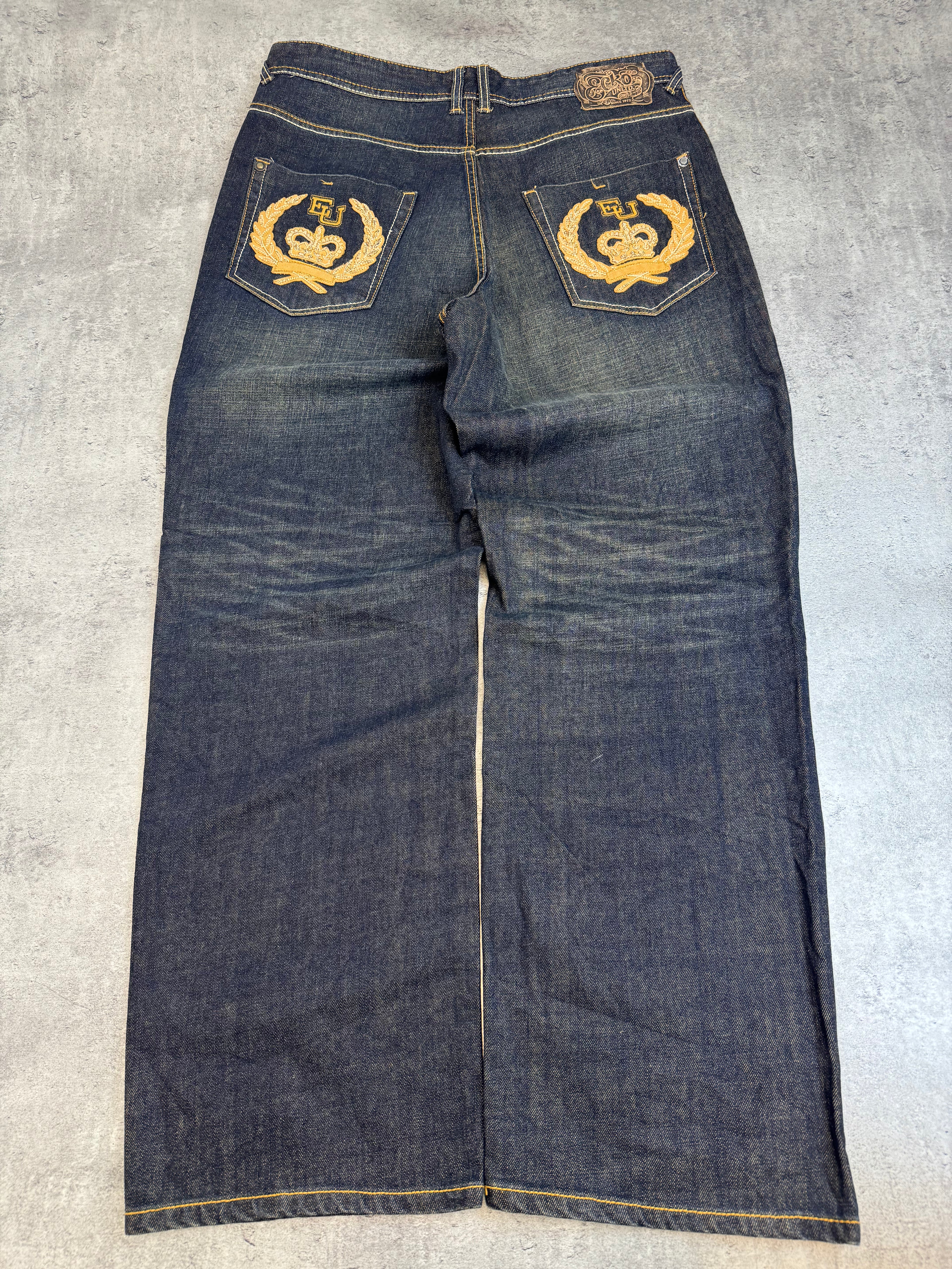 Ecko Unltd Vintage y2k Spodnie Jeansowe Baggy 2000s Rare Embroidery