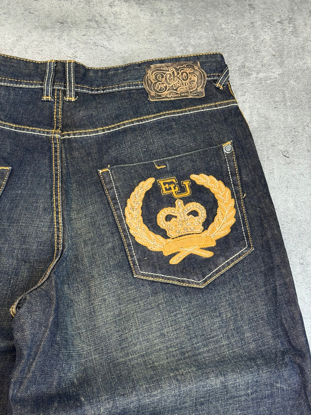 Ecko Unltd Vintage y2k Spodnie Jeansowe Baggy 2000s Rare Embroidery
