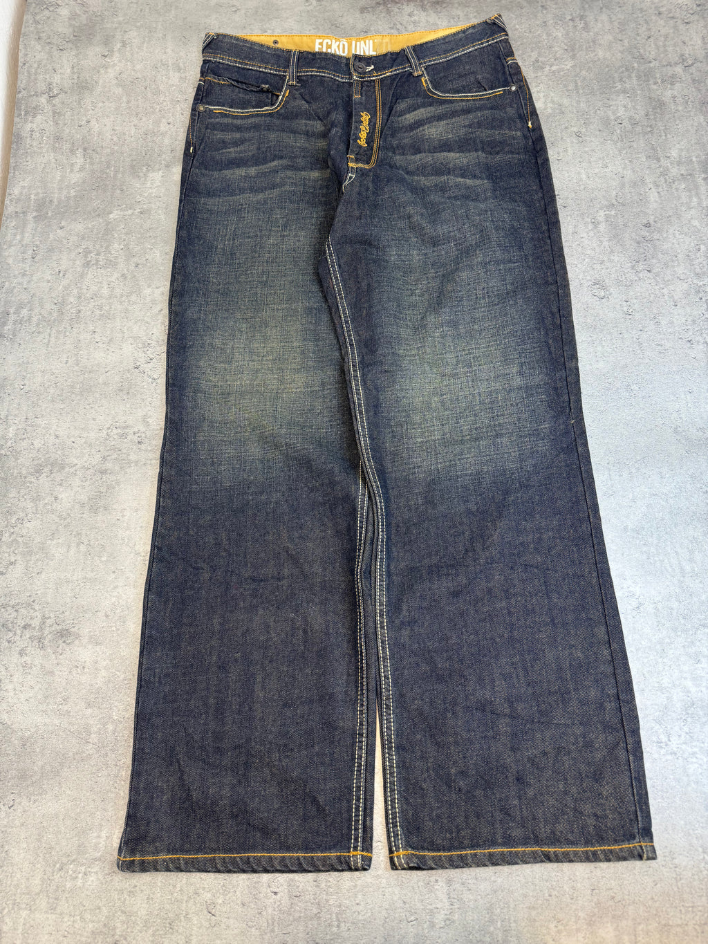 Ecko Unltd Vintage y2k Spodnie Jeansowe Baggy 2000s Rare Embroidery