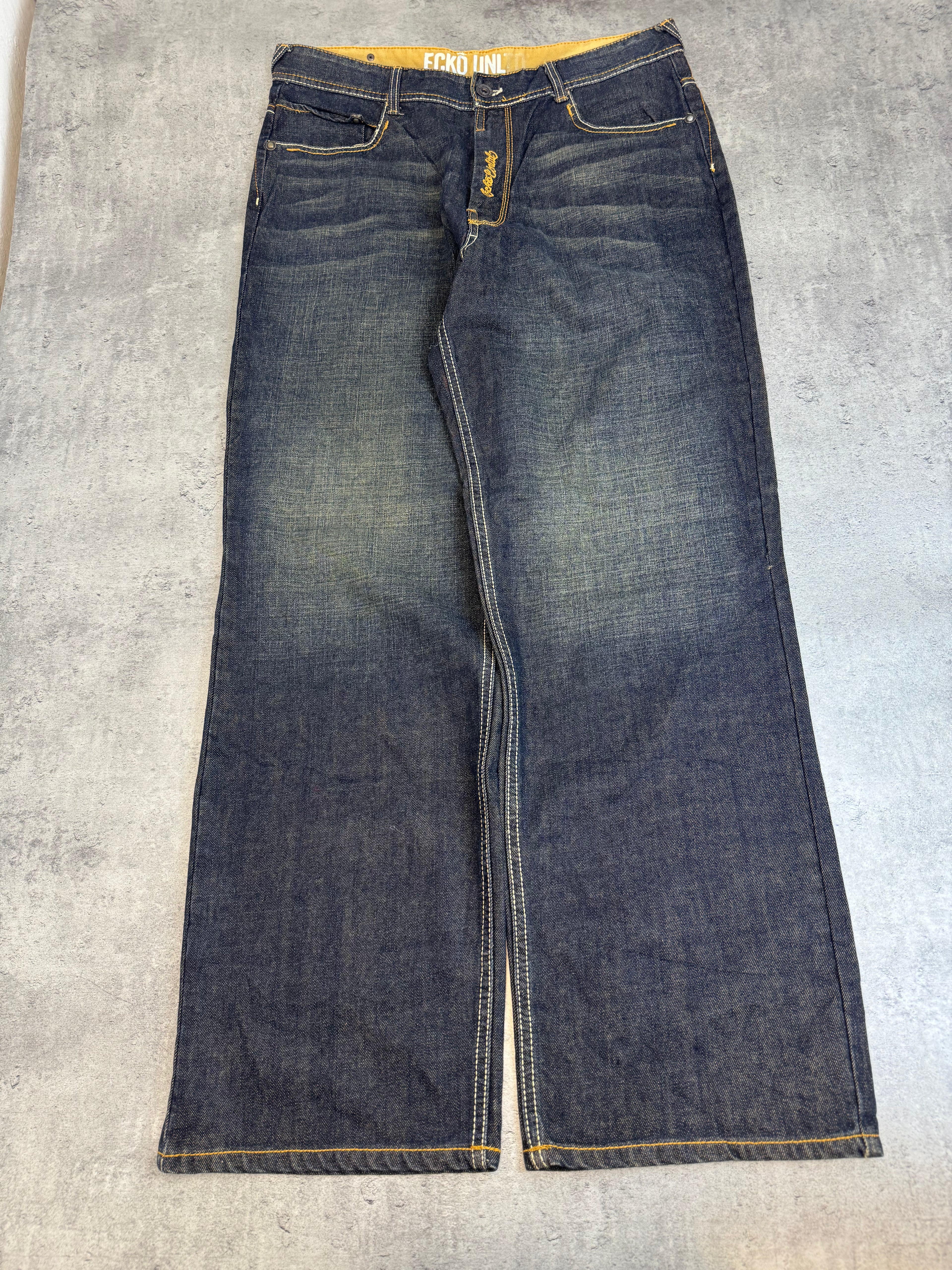 Ecko Unltd Vintage y2k Spodnie Jeansowe Baggy 2000s Rare Embroidery