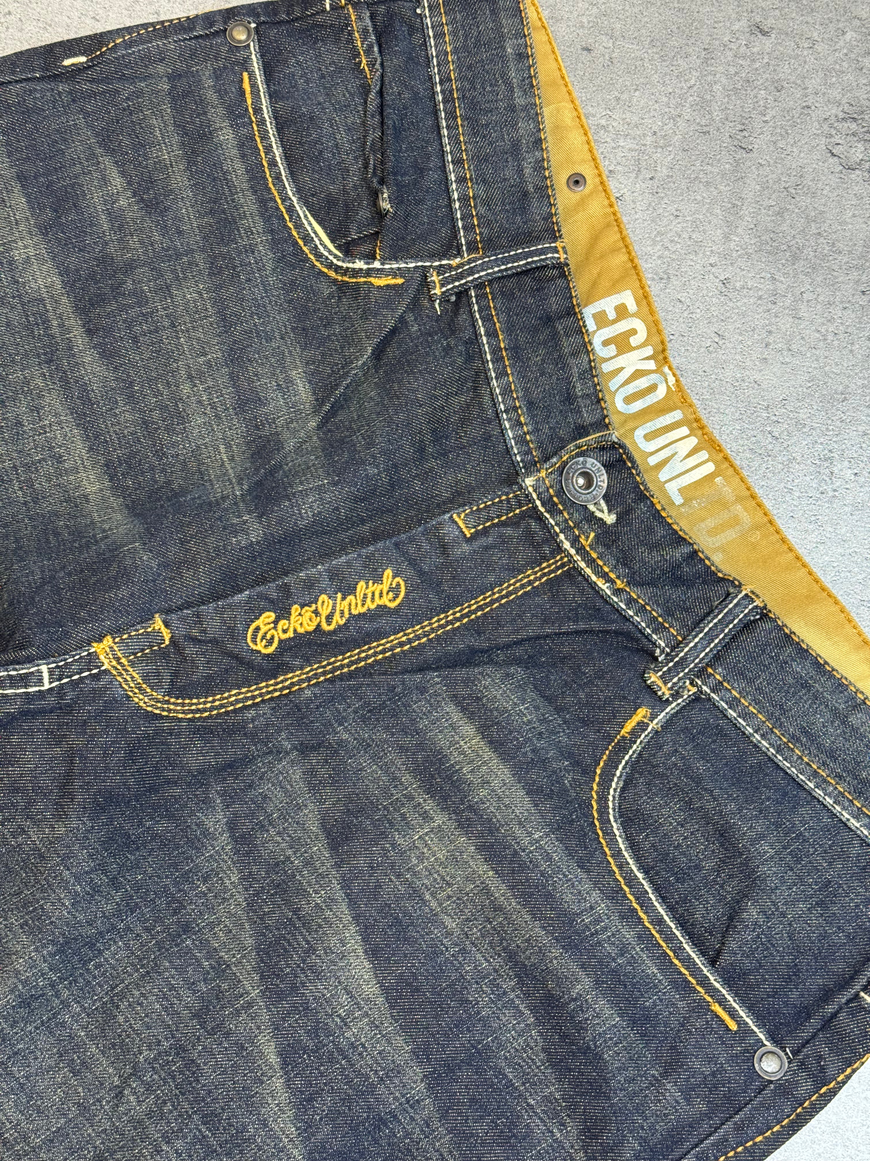 Ecko Unltd Vintage y2k Spodnie Jeansowe Baggy 2000s Rare Embroidery