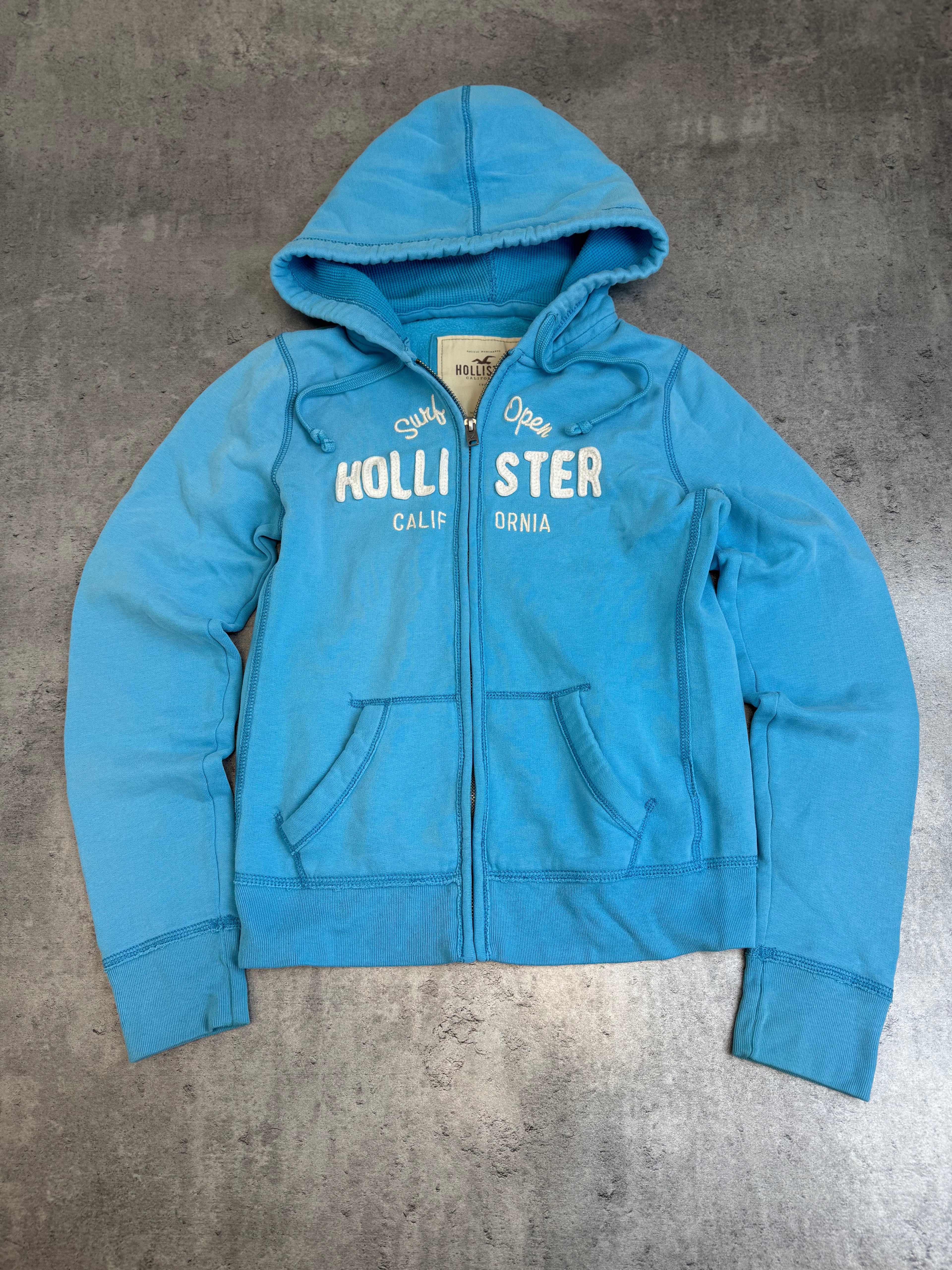 Hollister Surfing Y2K Bluza Rozpinana z Kapturem 2000s Embroidered Vintage Y2K