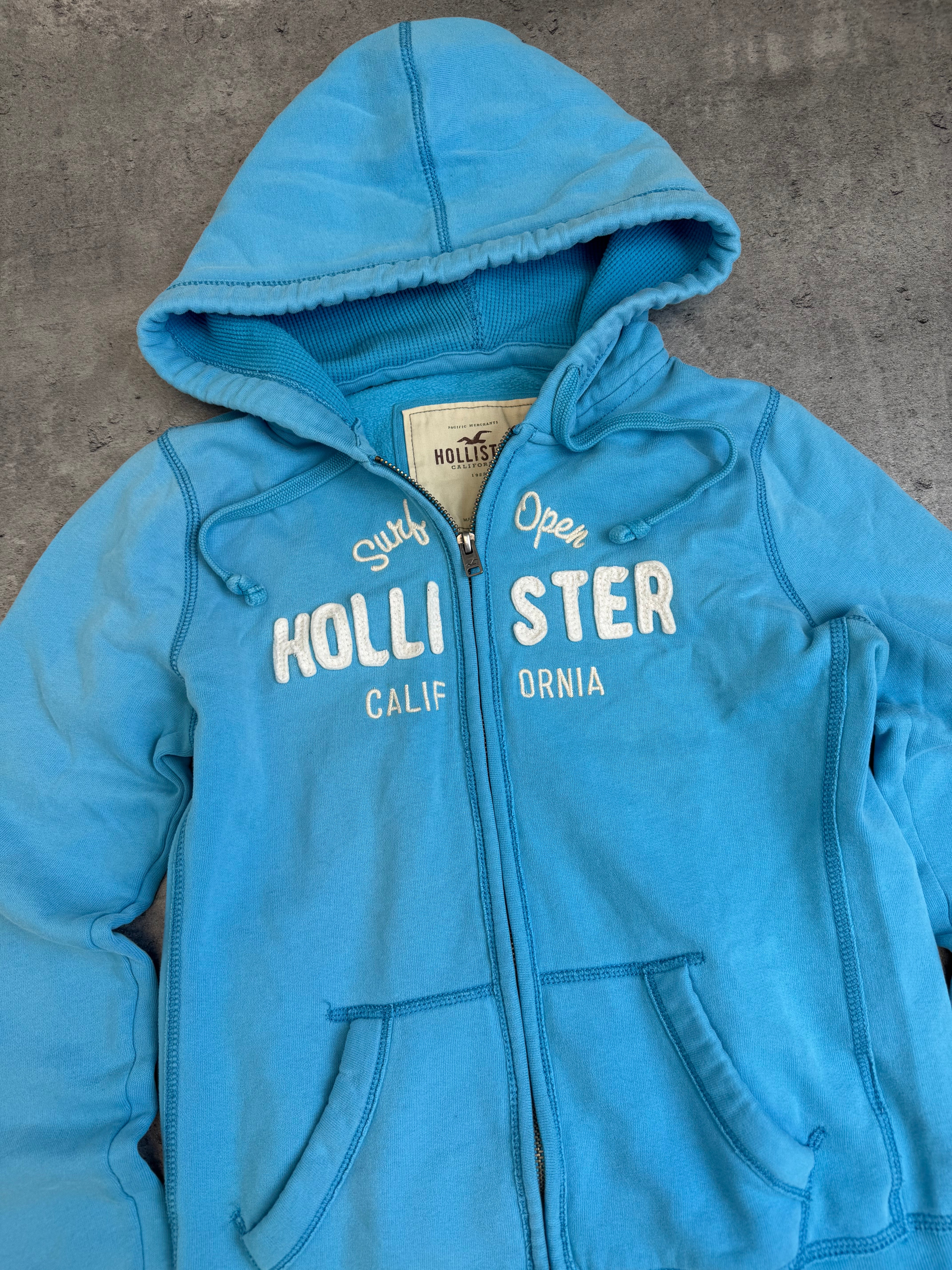 Hollister Surfing Y2K Bluza Rozpinana z Kapturem 2000s Embroidered Vintage Y2K