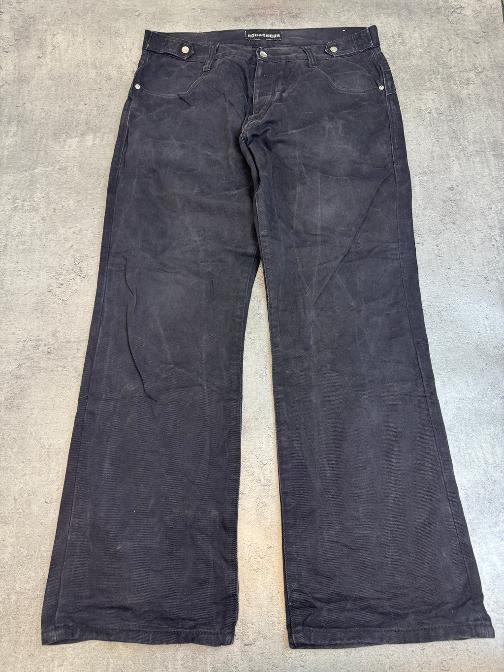 Rocawear Baggy Jeans Spodnie y2k Vintage Czarne Na Deskę HipHop&nbsp;