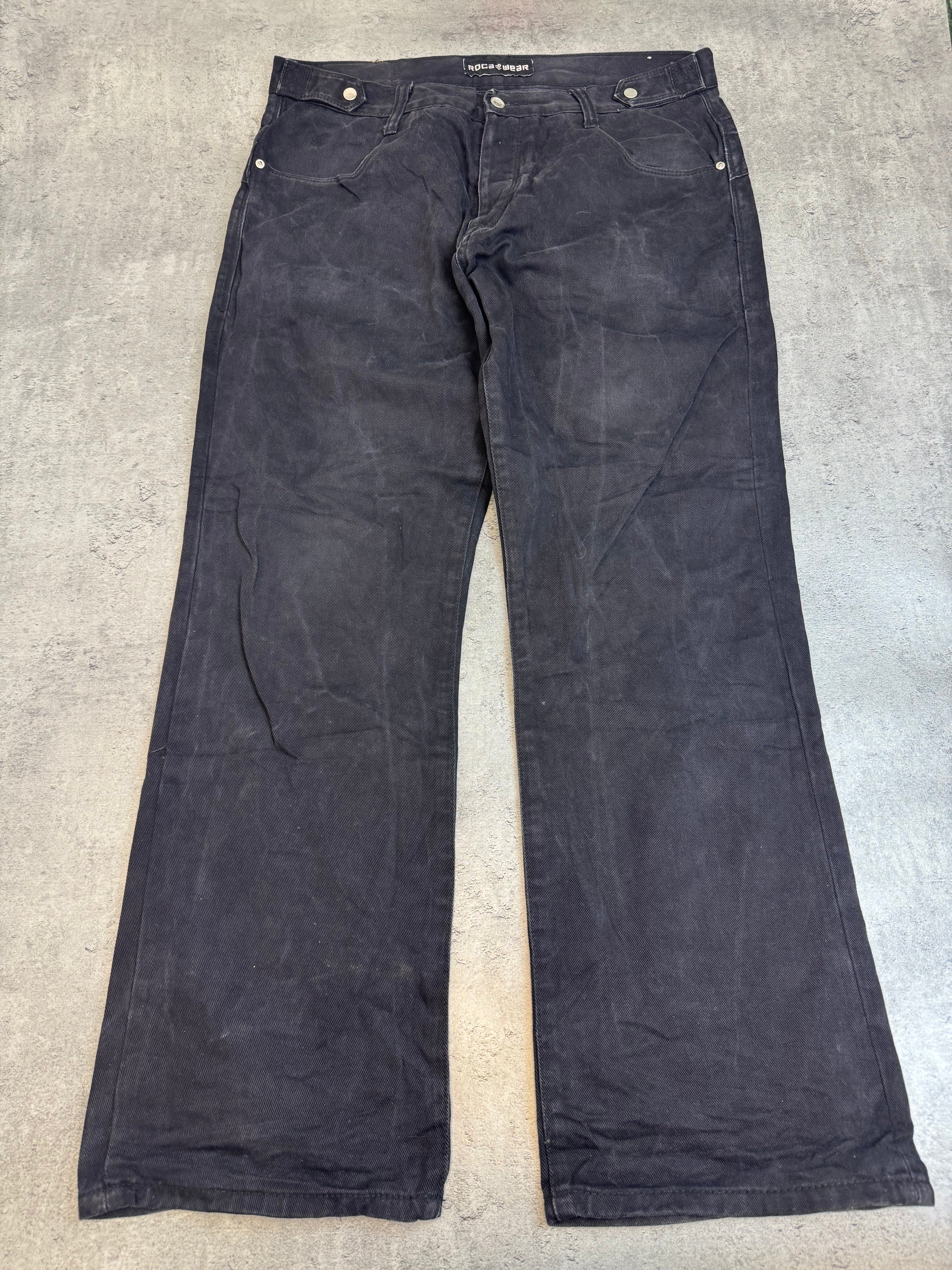 Rocawear Baggy Jeans Spodnie y2k Vintage Czarne Na Deskę HipHop&nbsp;
