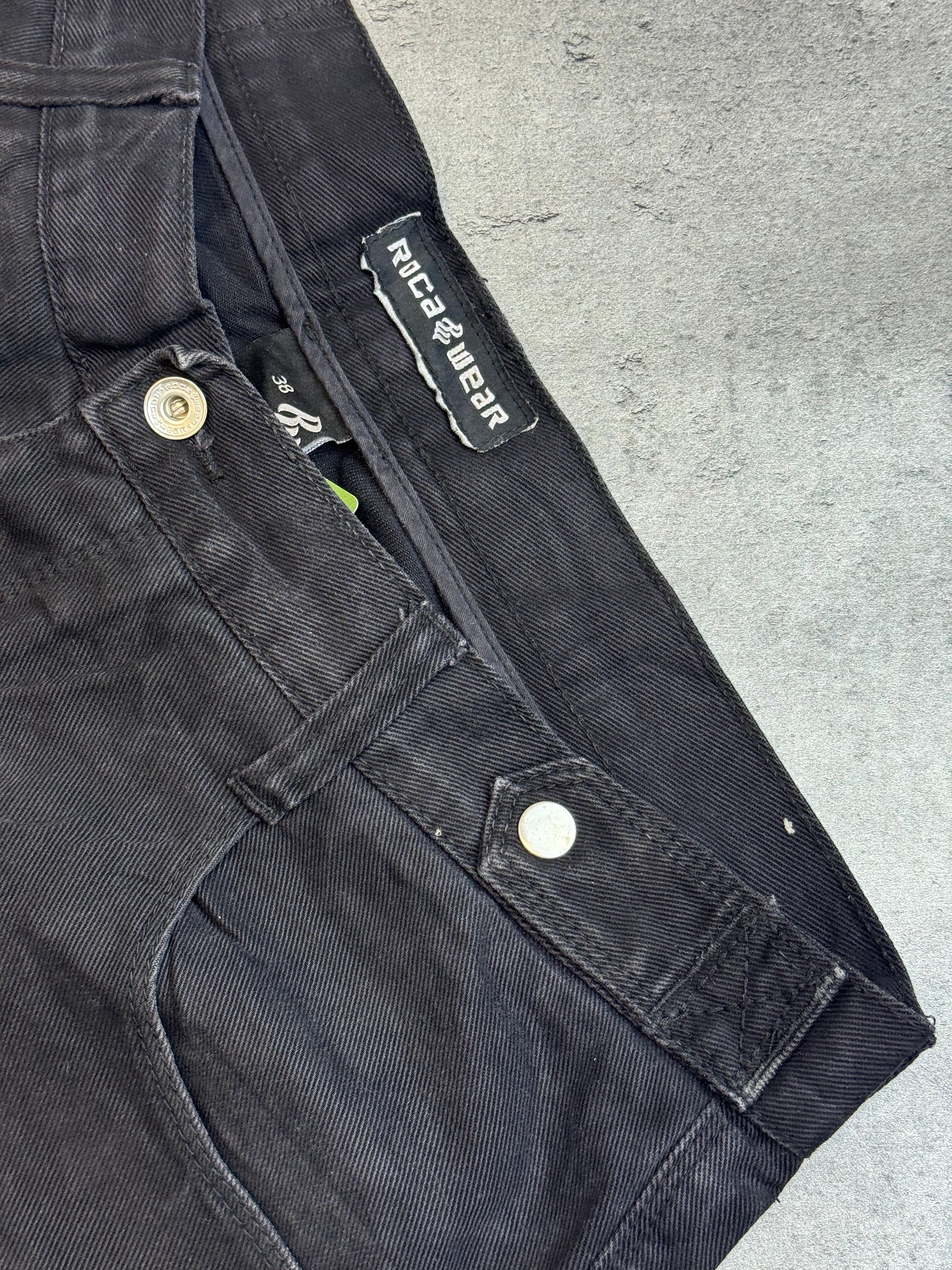 Rocawear Baggy Jeans Spodnie y2k Vintage Czarne Na Deskę HipHop&nbsp;