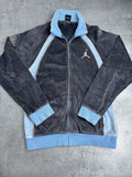 Air Jordan y2k Vintage 2000s Velour Tracksuit Jacket Bluza Welurowa Szaro Niebieska Koszykarska Dresowa