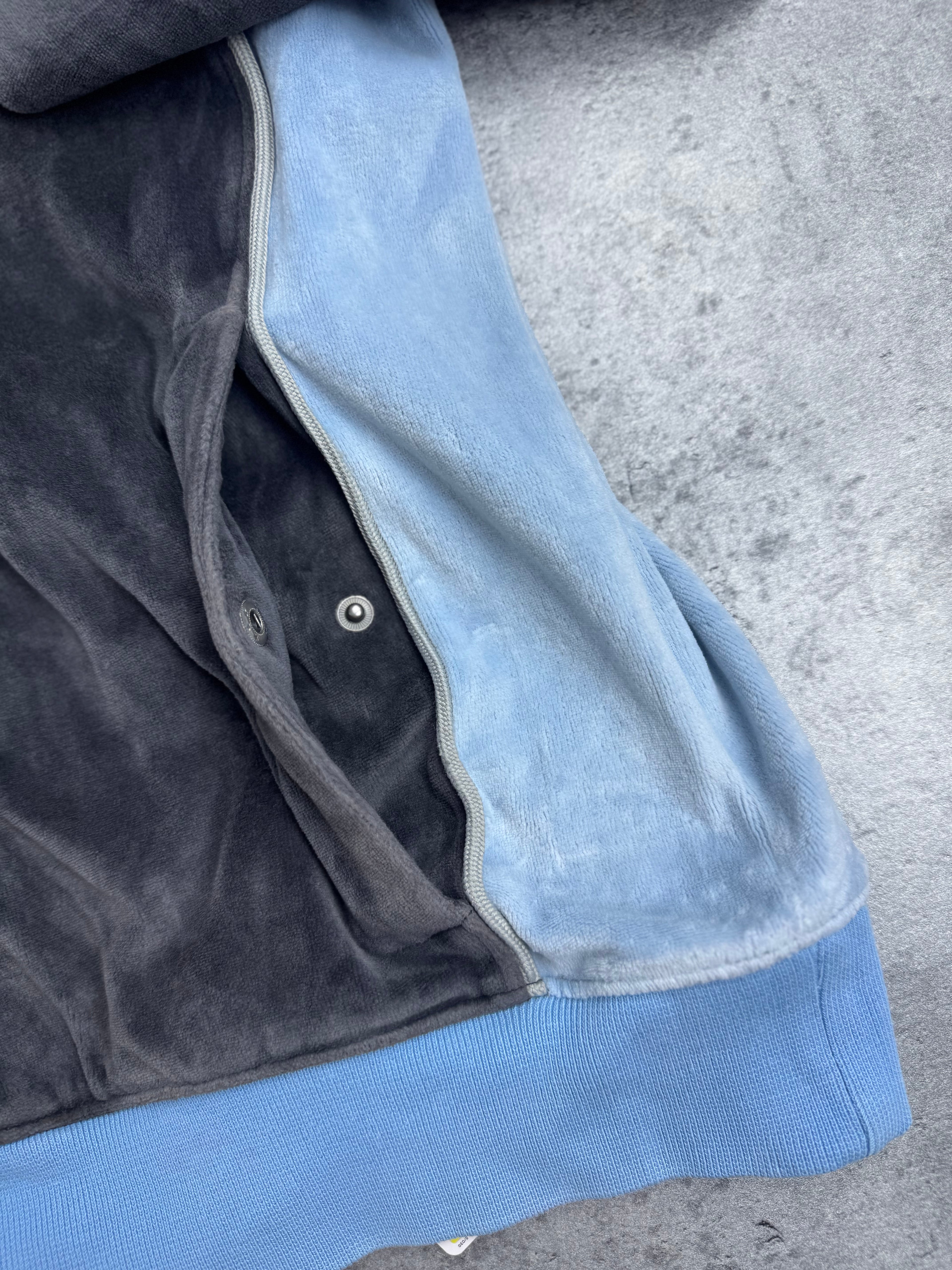 Air Jordan y2k Vintage 2000s Velour Tracksuit Jacket Bluza Welurowa Szaro Niebieska Koszykarska Dresowa