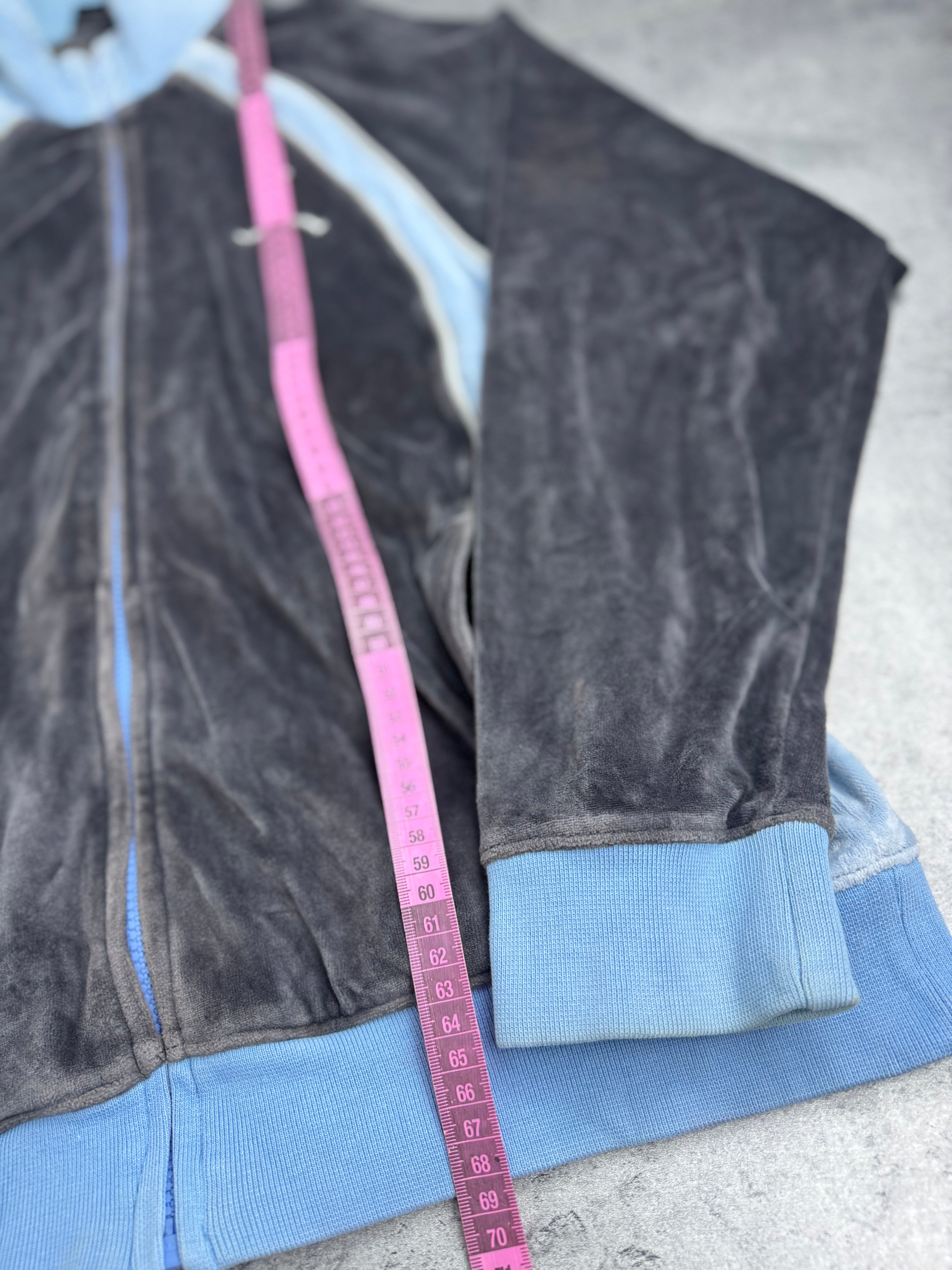 Air Jordan y2k Vintage 2000s Velour Tracksuit Jacket Bluza Welurowa Szaro Niebieska Koszykarska Dresowa