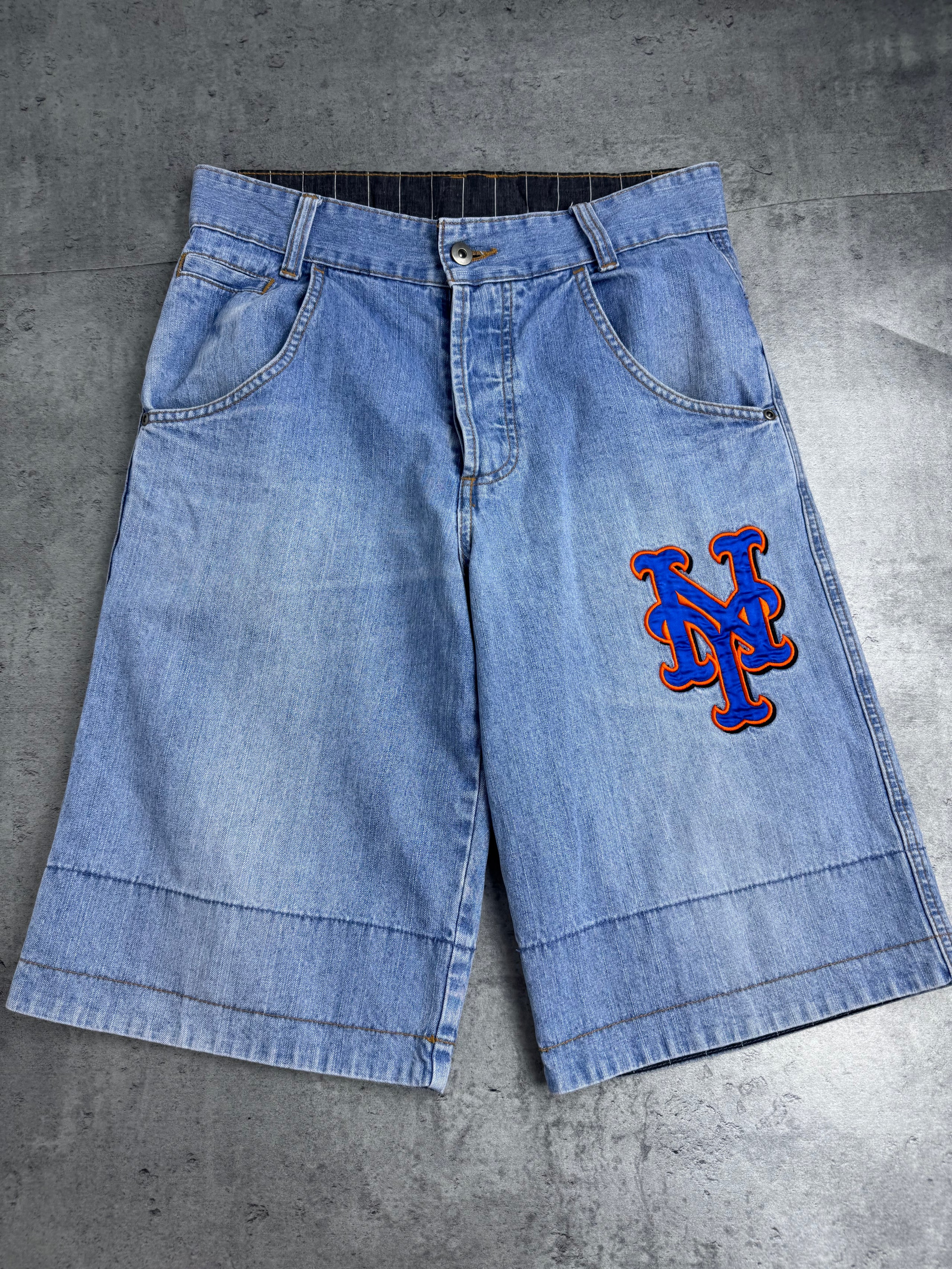 New York Mets Vintage Y2K 2000s Baggy Jorts Spodenki Majestic Skate 90s
