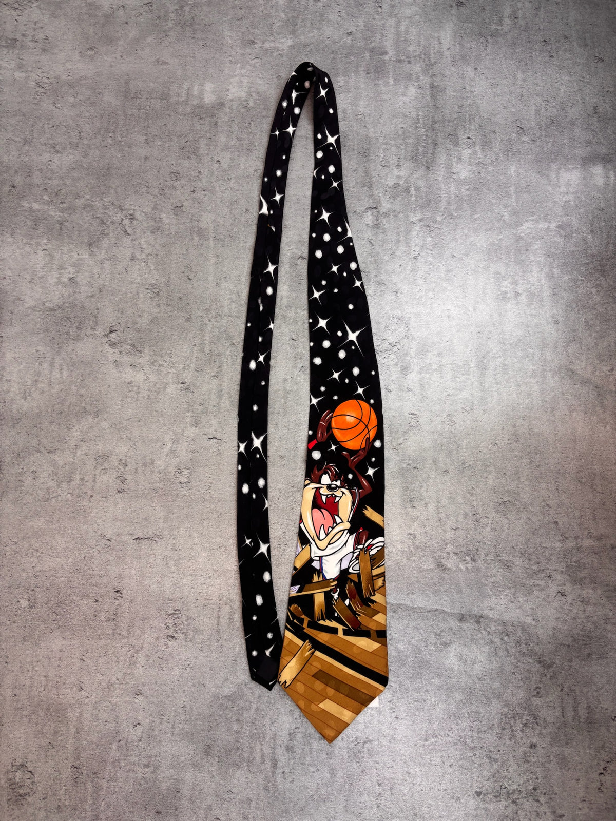 1996 Authentic Space Jam Kosmiczny Mecz Jedwabny Krawat Koszykarski 90s Vintage Micheal Jordan Looney Tunes