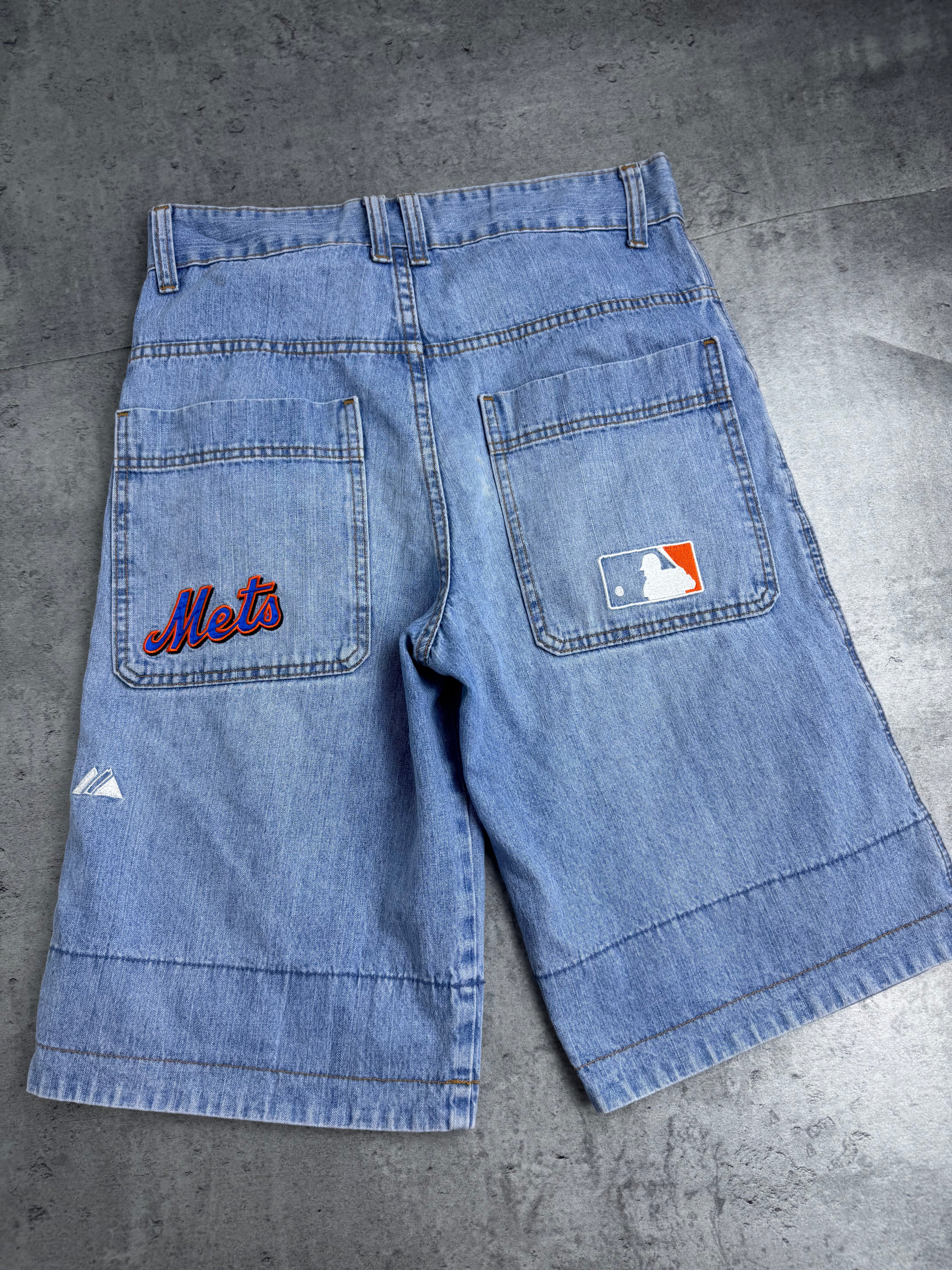 New York Mets Vintage Y2K 2000s Baggy Jorts Spodenki Majestic Skate 90s
