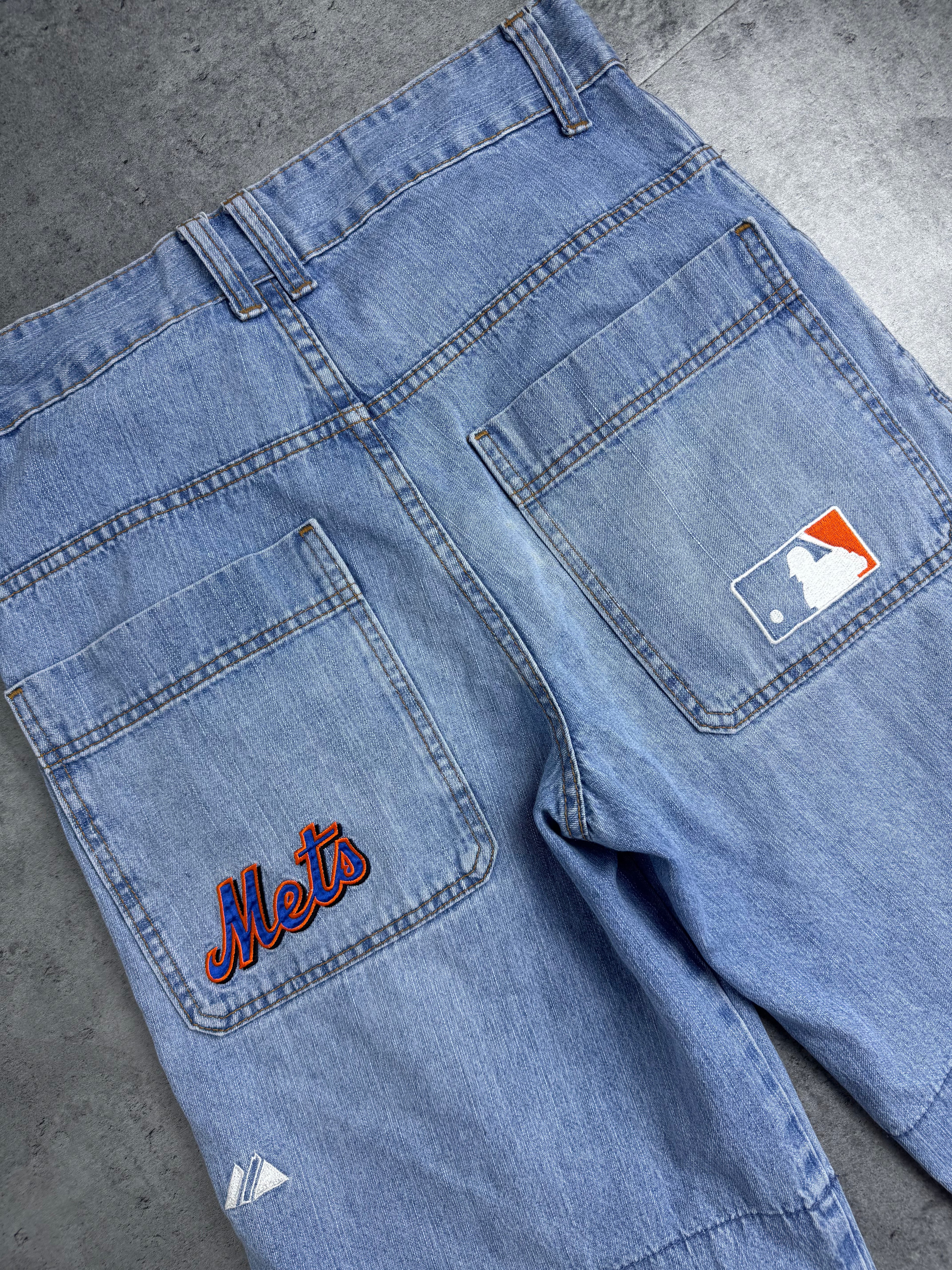 New York Mets Vintage Y2K 2000s Baggy Jorts Spodenki Majestic Skate 90s