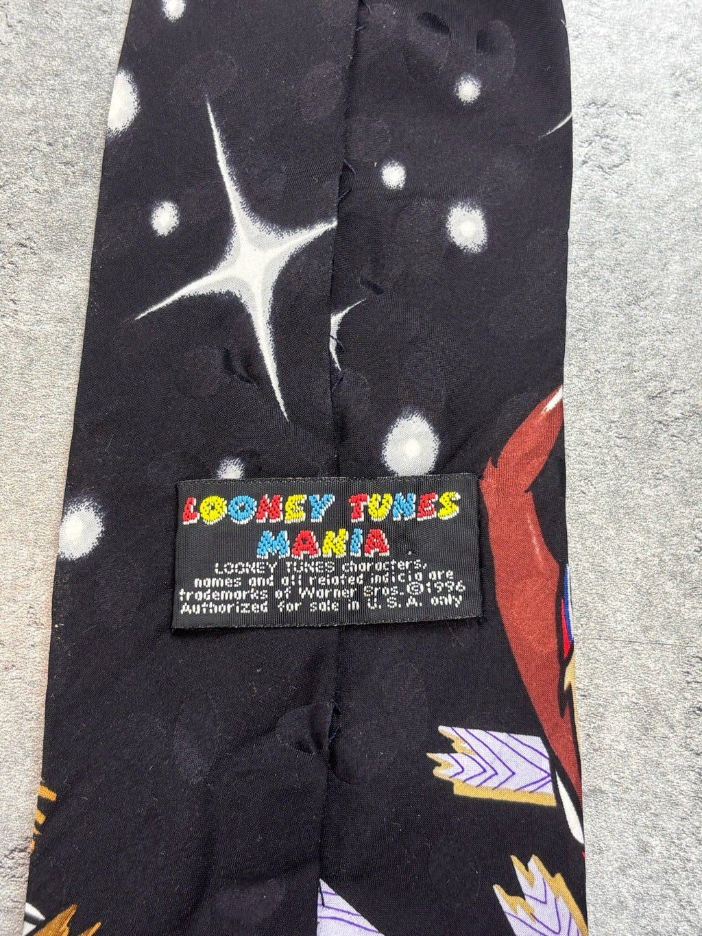 1996 Authentic Space Jam Kosmiczny Mecz Jedwabny Krawat Koszykarski 90s Vintage Micheal Jordan Looney Tunes