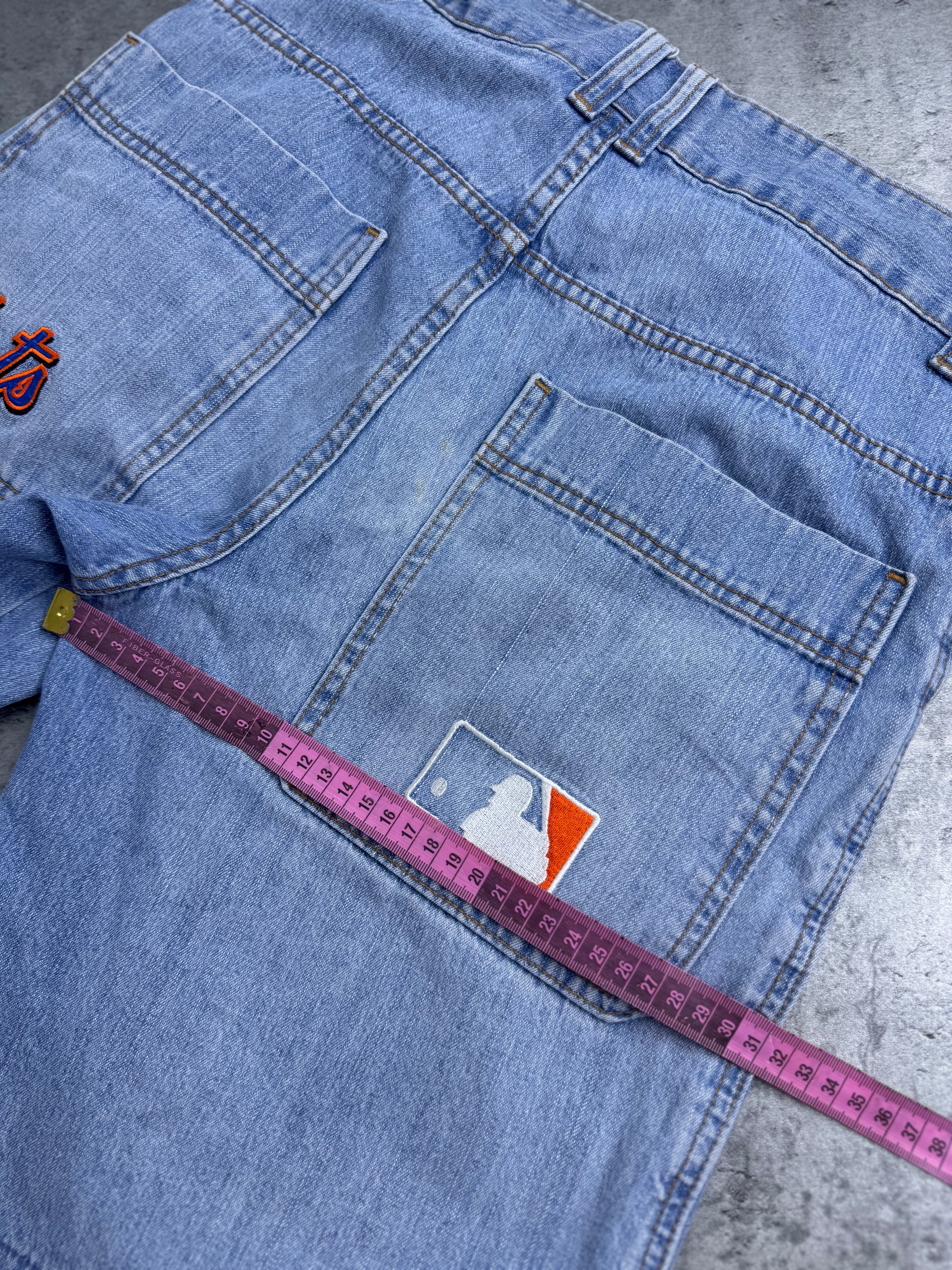 New York Mets Vintage Y2K 2000s Baggy Jorts Spodenki Majestic Skate 90s