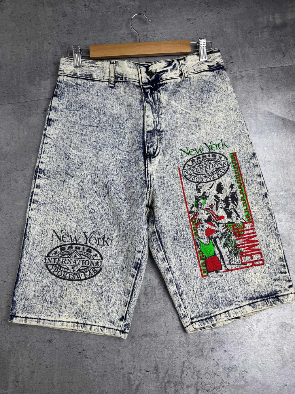 New York International Sportswear Baggy Jorts Spodenki Jeansowe 90s