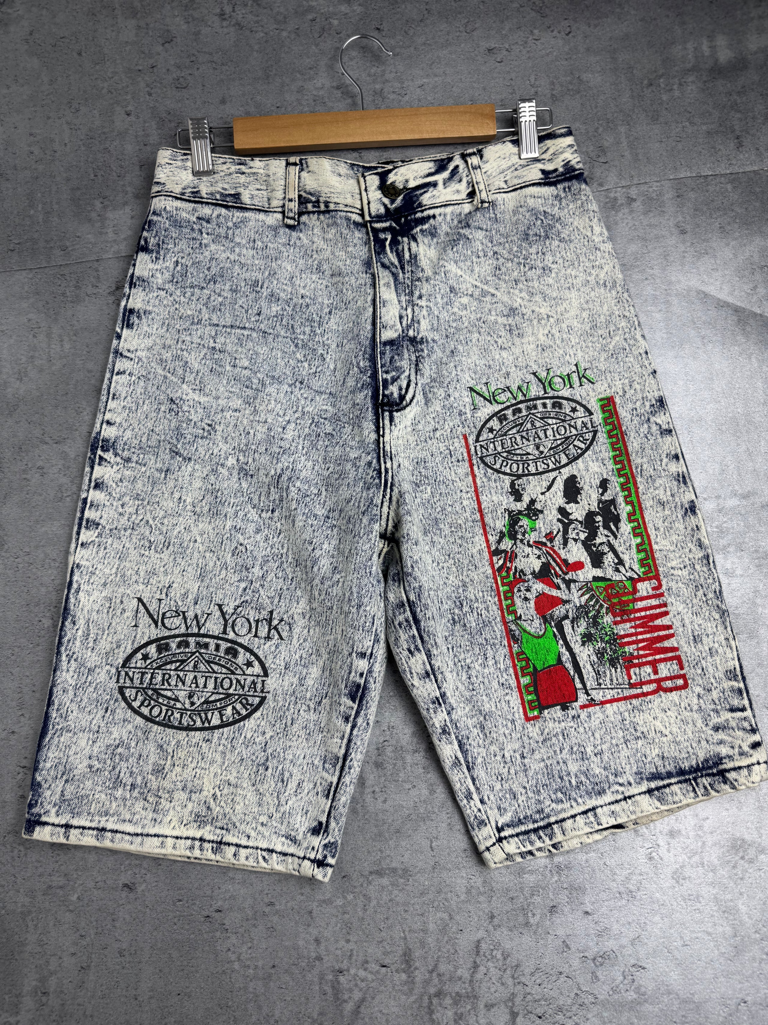 New York International Sportswear Baggy Jorts Spodenki Jeansowe 90s