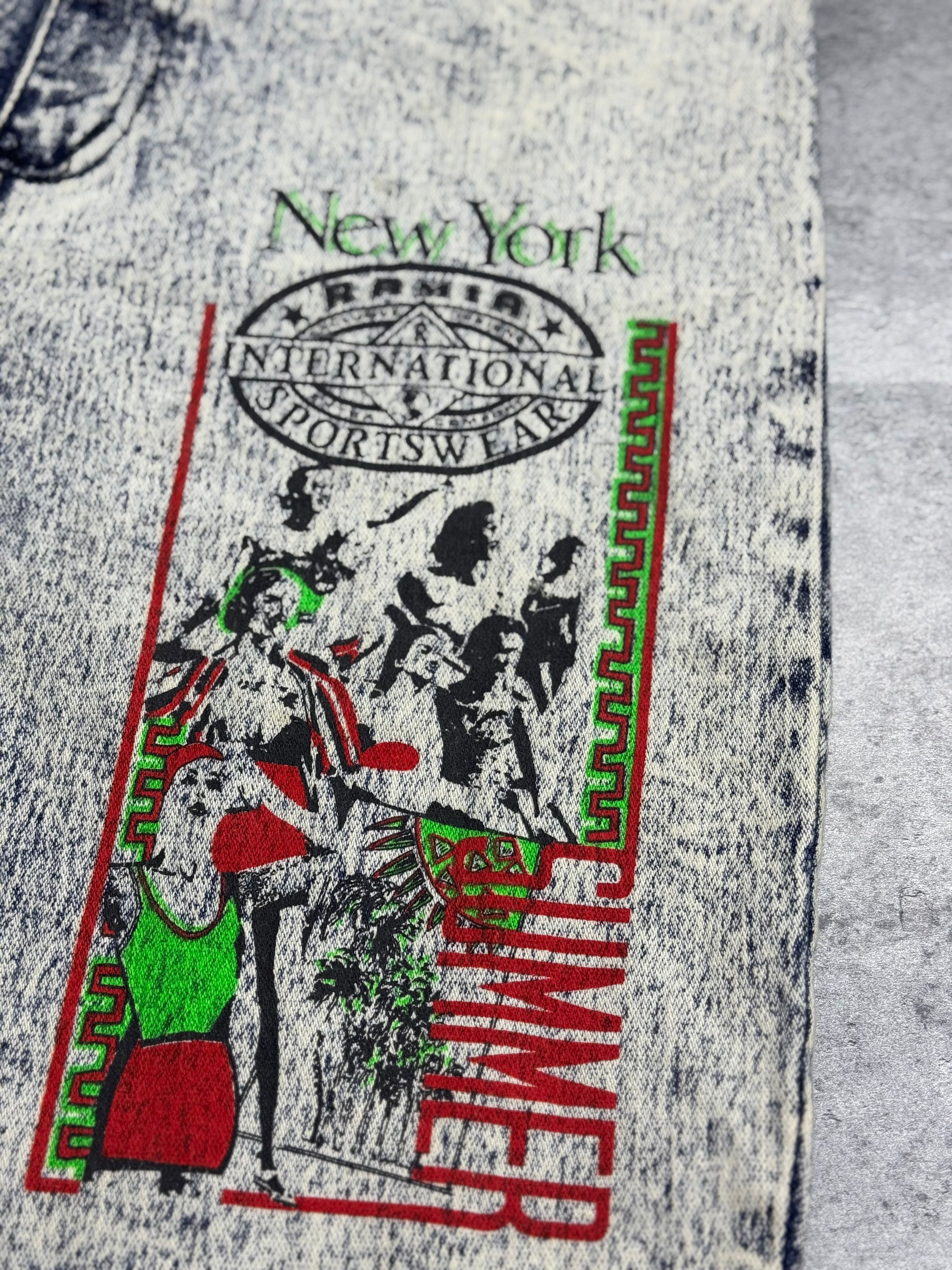 New York International Sportswear Baggy Jorts Spodenki Jeansowe 90s