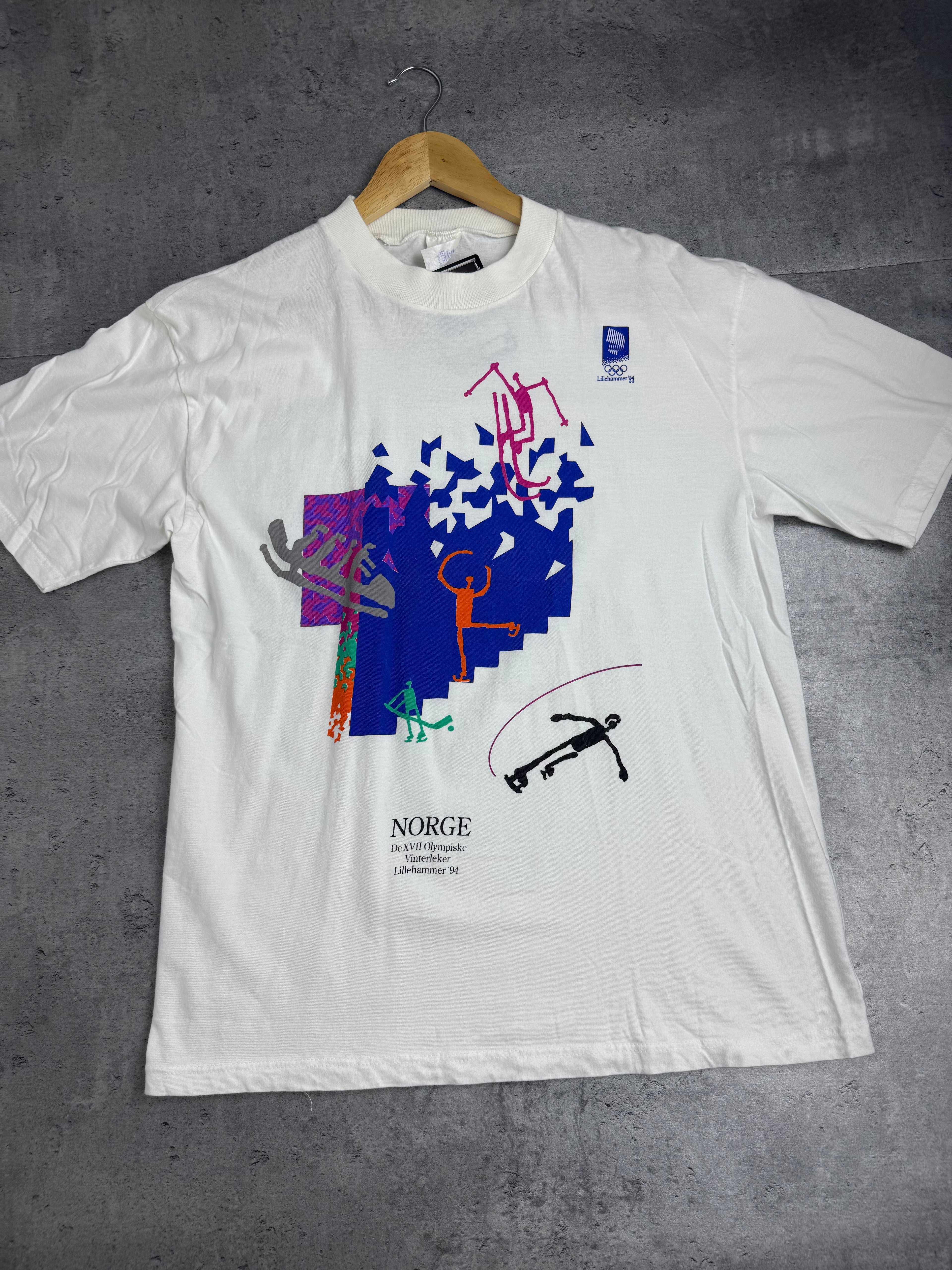 1994 Winter Olympics Graphic Tee Shirt Igrzyska Olimpijskie Zimowe 90s Vintage