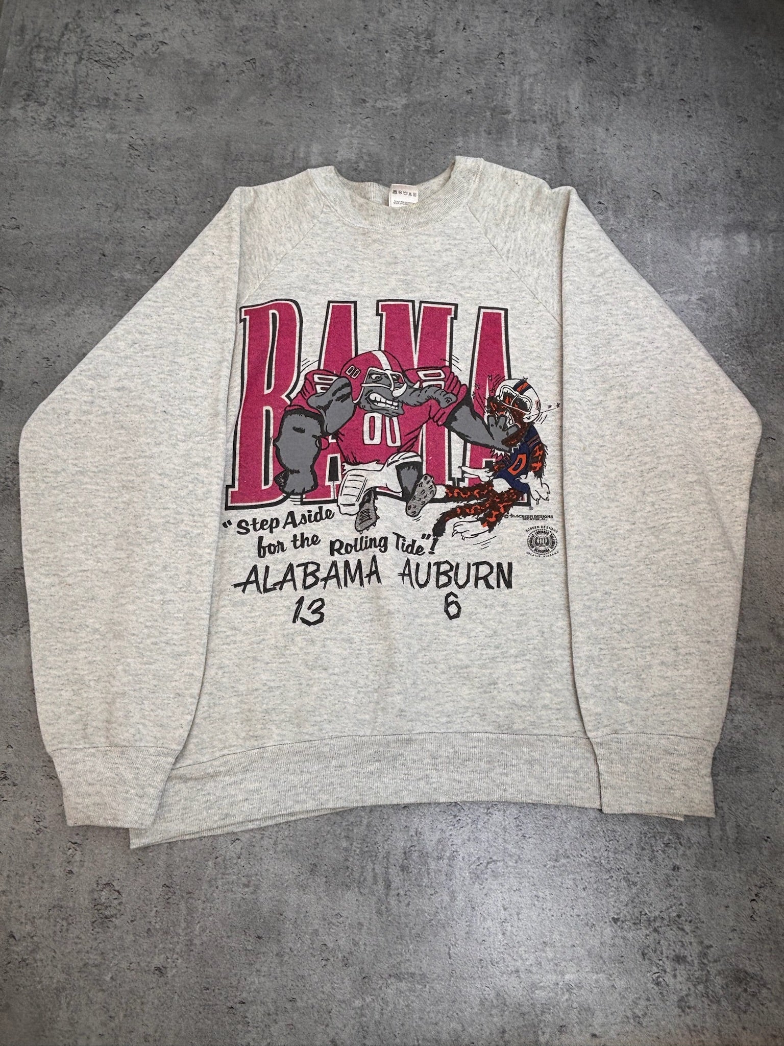 Alabama x Auburn 1991 NCAA Football Game Souvenir Sweatshirt Championship Made in USA Fruit of The Loom Crewneck Bluza Sportowa