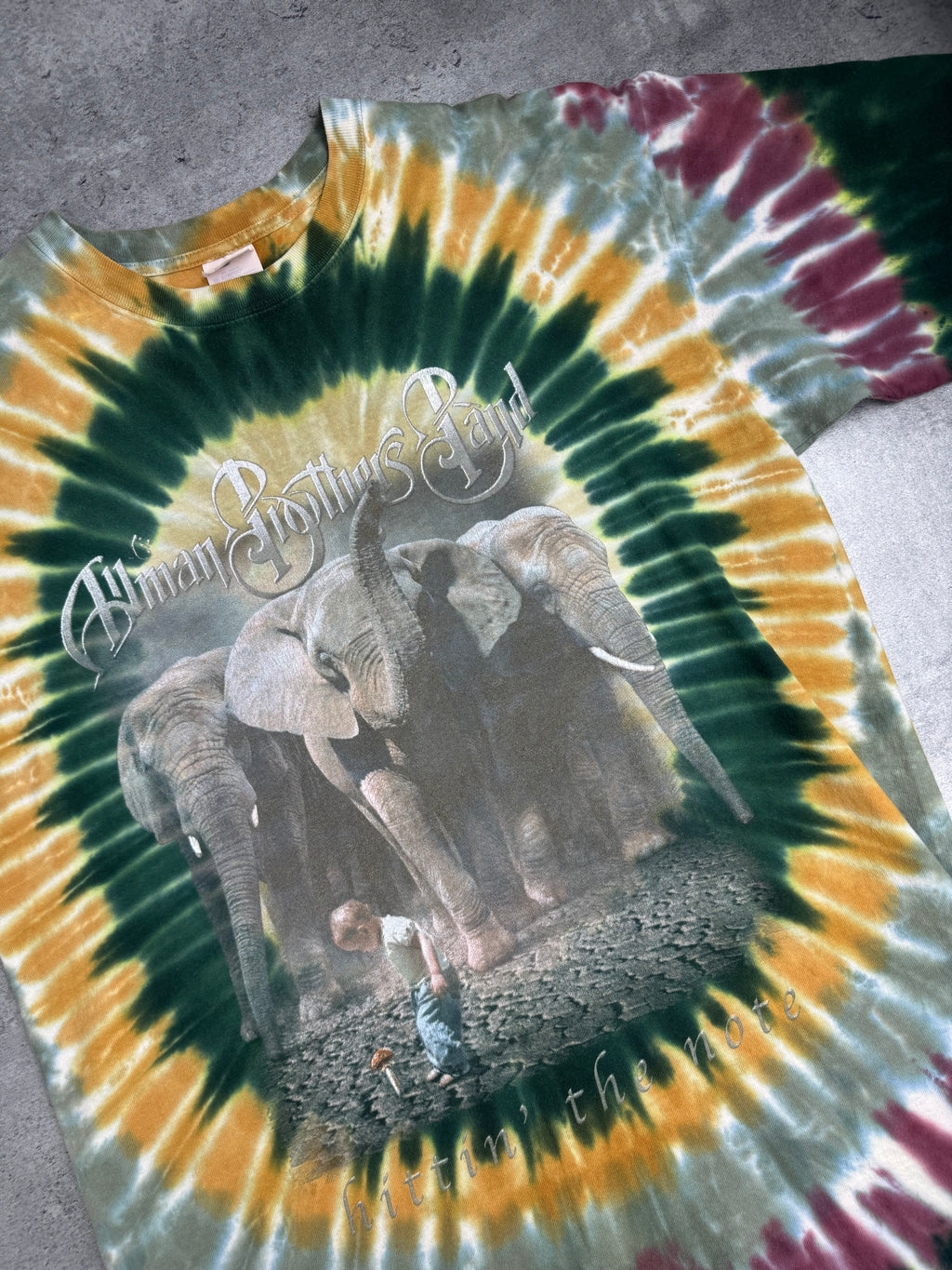 The Allman Brothers 2003 Hitting' The Note Album Tie Dye Graphic Tee Shirt Band US Tour All Summer Long Rock Koszulka Muzyczna