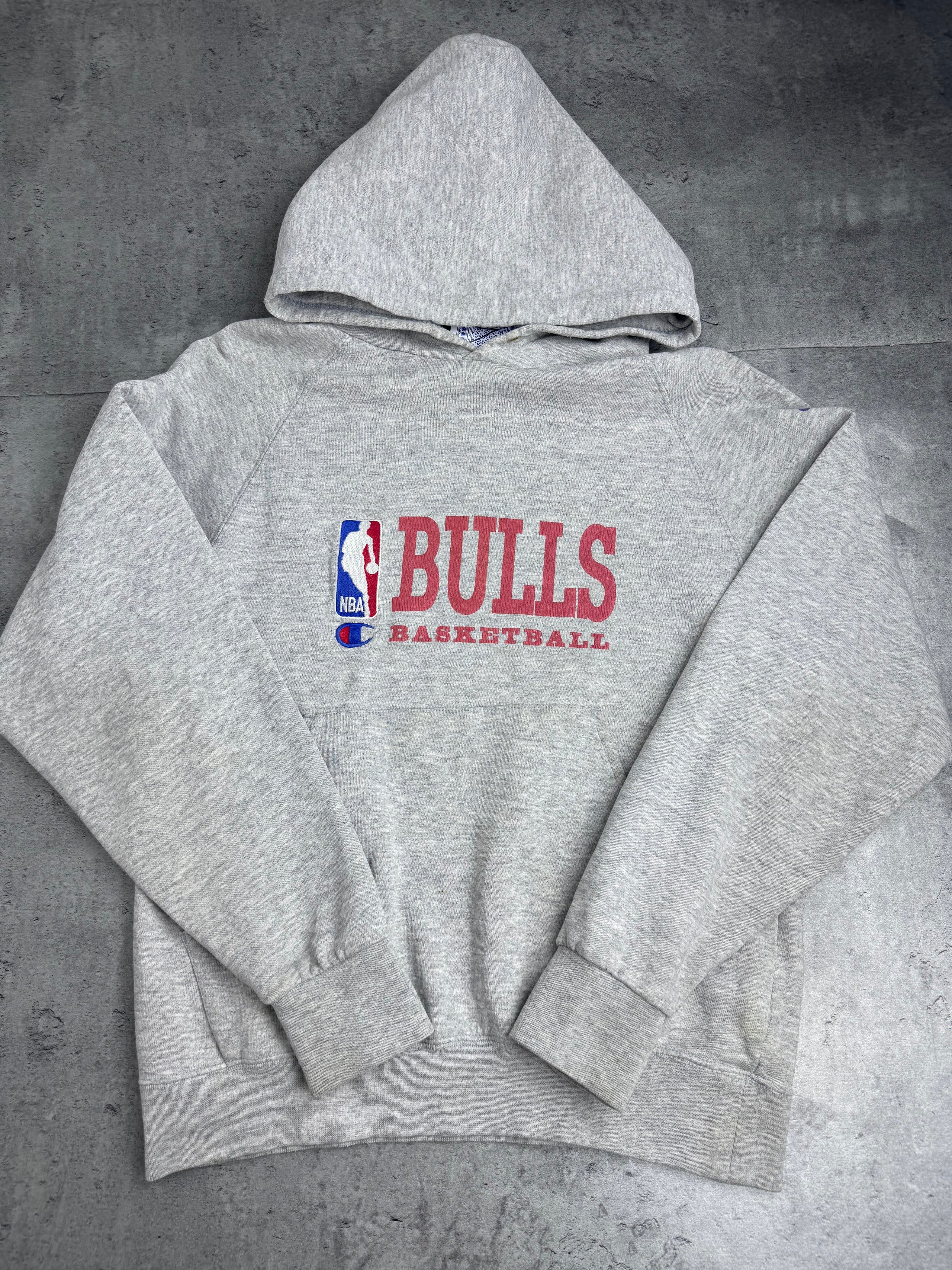 90s Champion Chicago Bulls Bluza z Kapturem Vintage NBA Koszykarska Michael Jordan