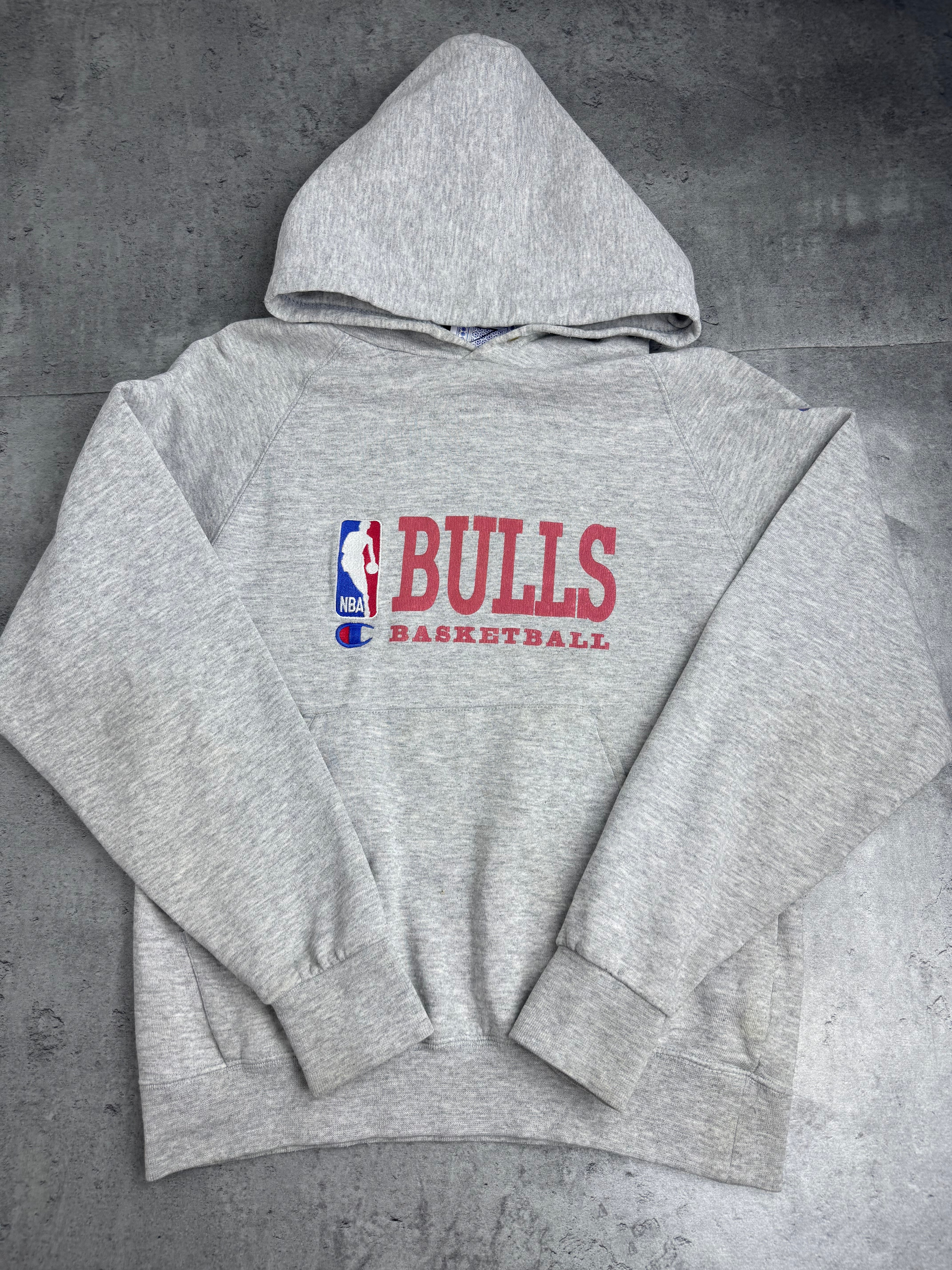 90s Champion Chicago Bulls Bluza z Kapturem Vintage NBA Koszykarska Michael Jordan