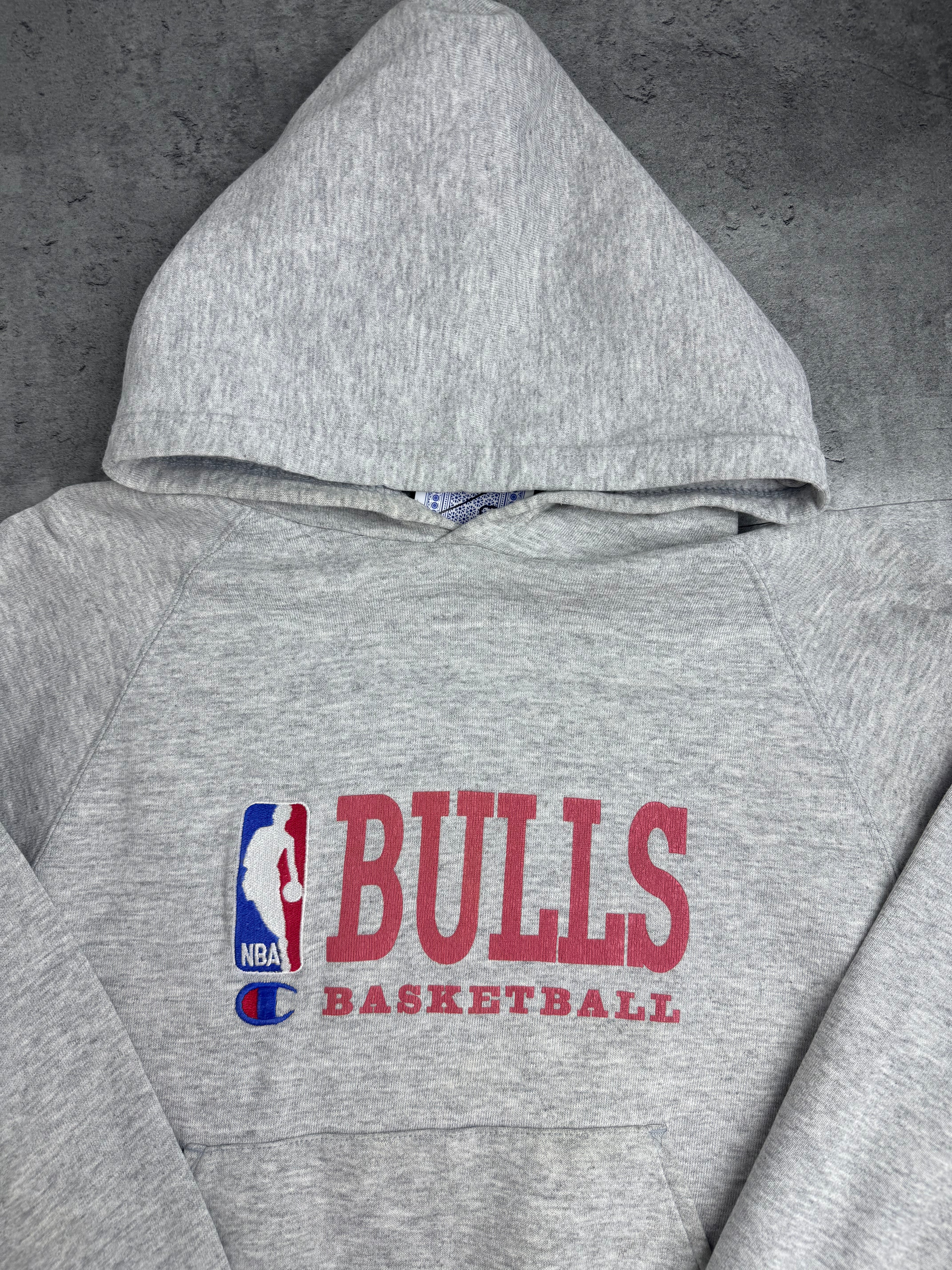 90s Champion Chicago Bulls Bluza z Kapturem Vintage NBA Koszykarska Michael Jordan