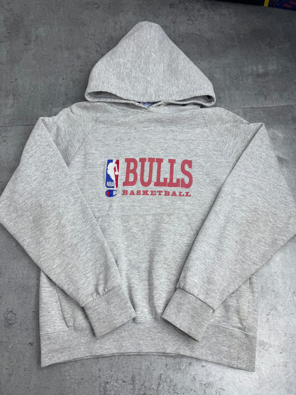 90s Champion Chicago Bulls Bluza z Kapturem Vintage NBA Koszykarska Michael Jordan
