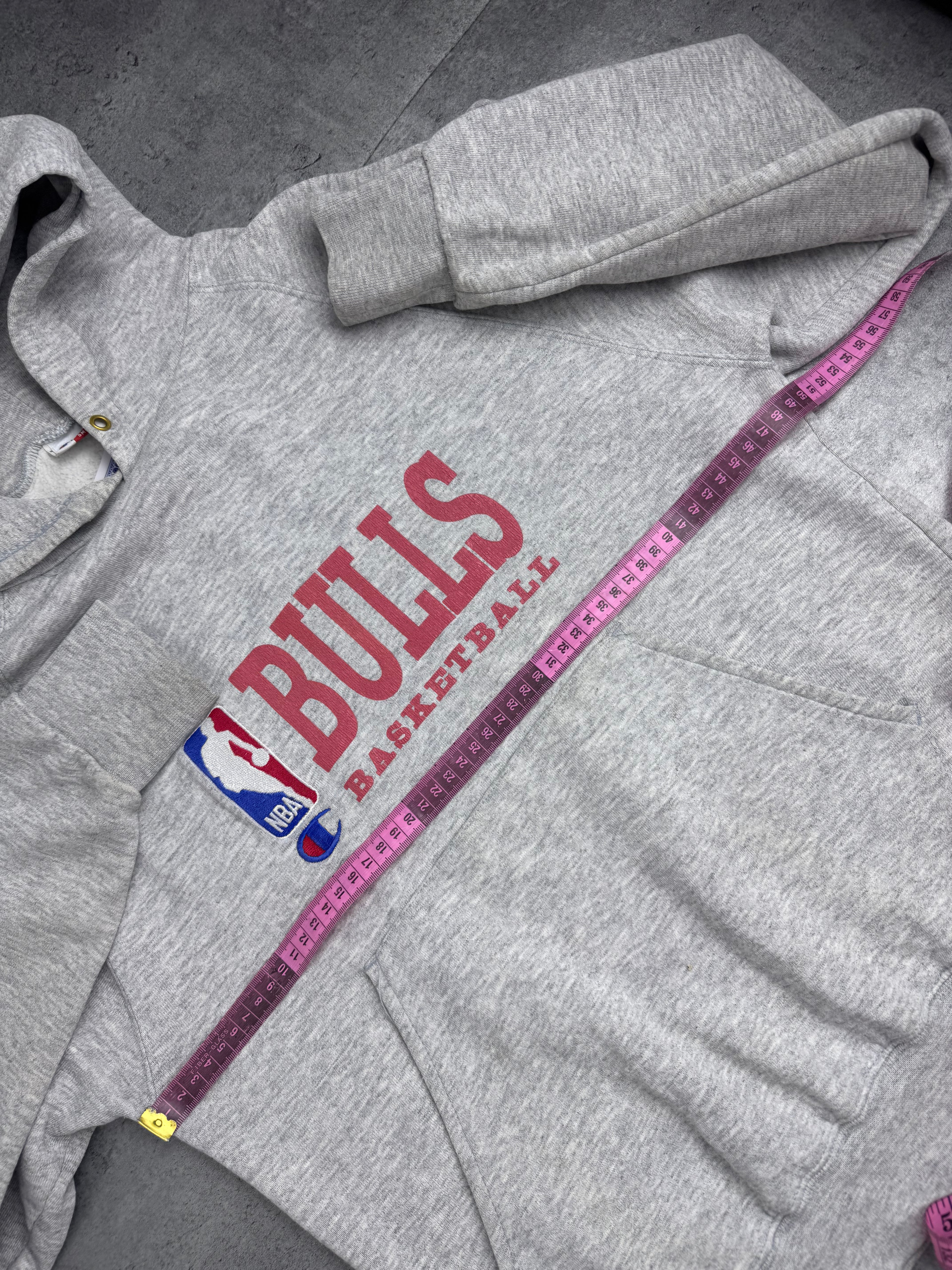 90s Champion Chicago Bulls Bluza z Kapturem Vintage NBA Koszykarska Michael Jordan