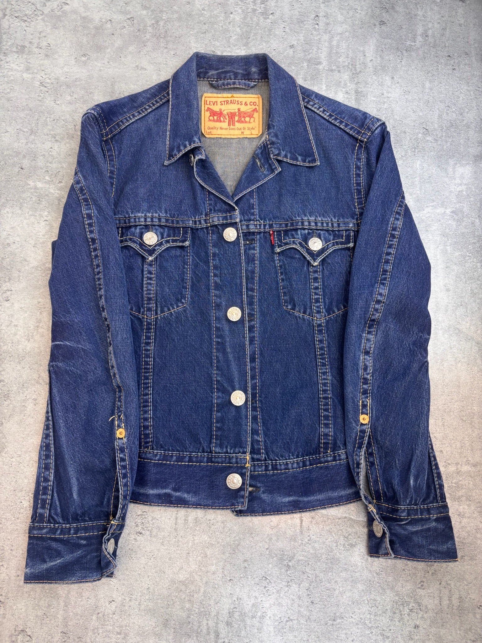 Levi's Katana Jeansowa 2003 Damski Trucker Jacket Kurtka Denim Vintage ciemnoniebieska