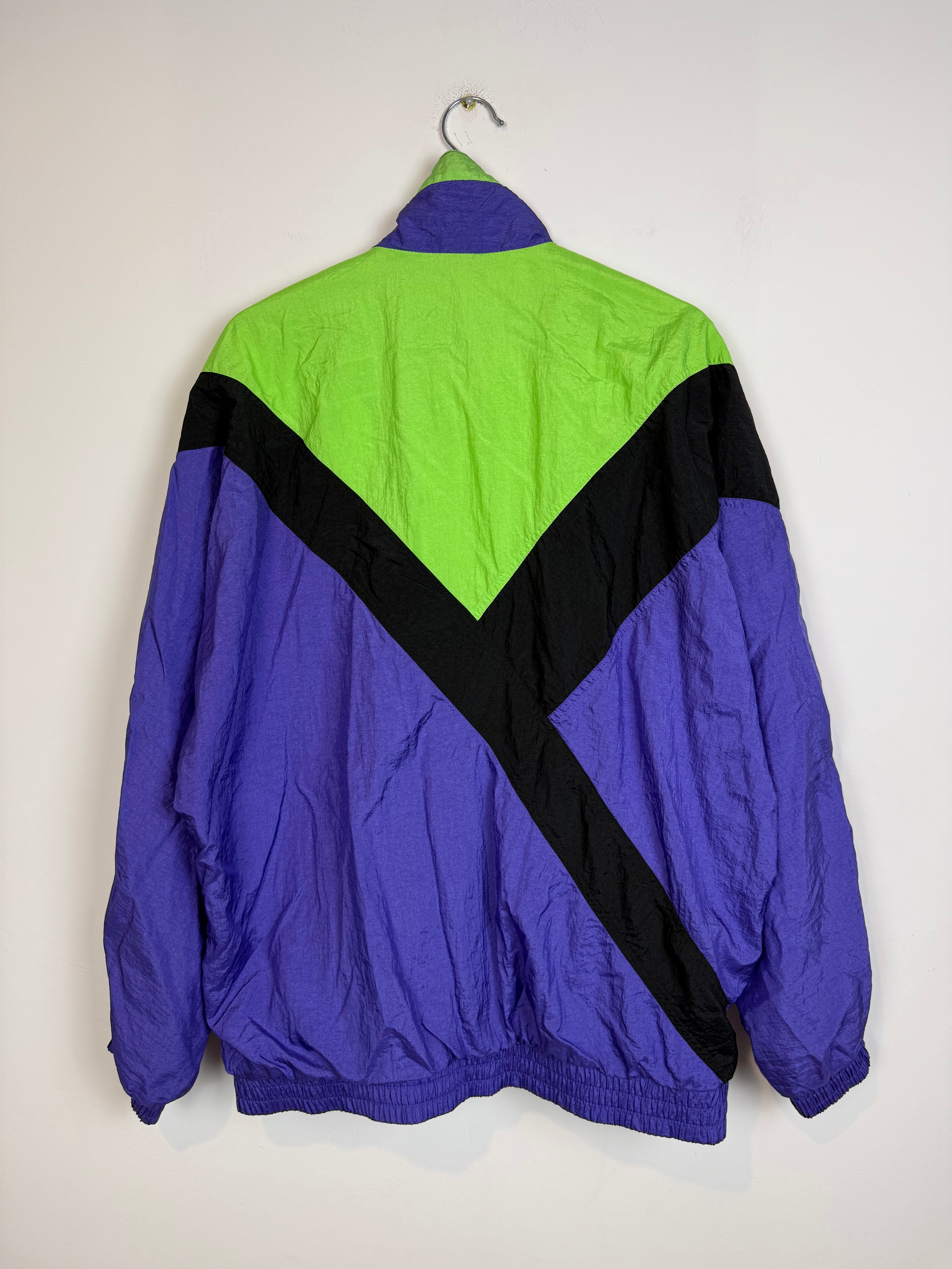 Vintage 80s Puma Windbreaker Tracksuit Purple Green Size Tagged M – fits modern M/L