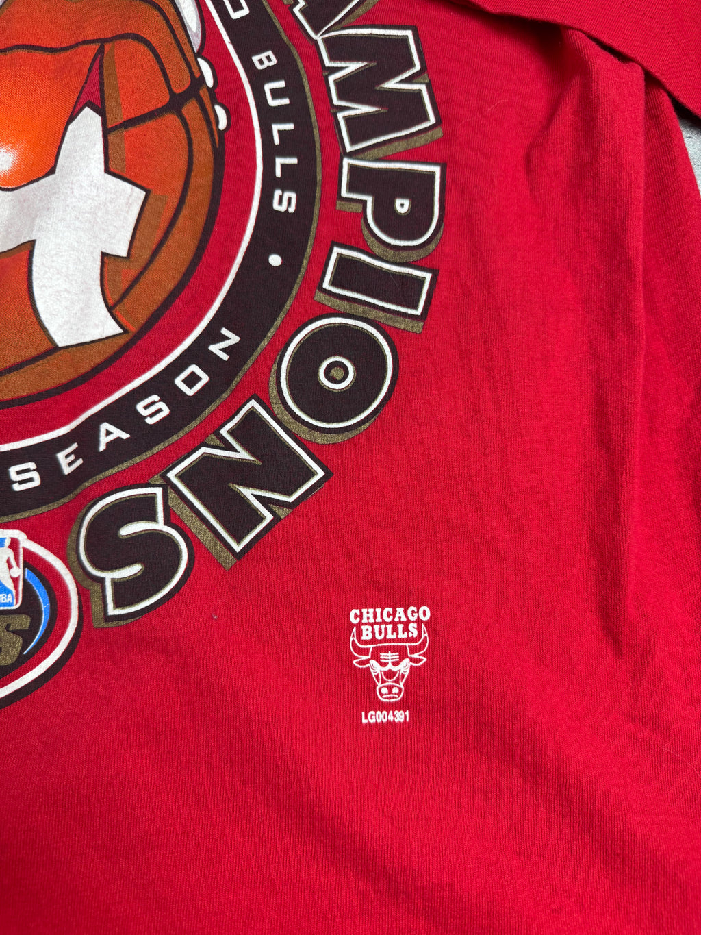 1996 NBA Chicago Bulls Single Stitch Champions 72 Wins Season Michael Jordan Championship Tee Shirt Koszulka