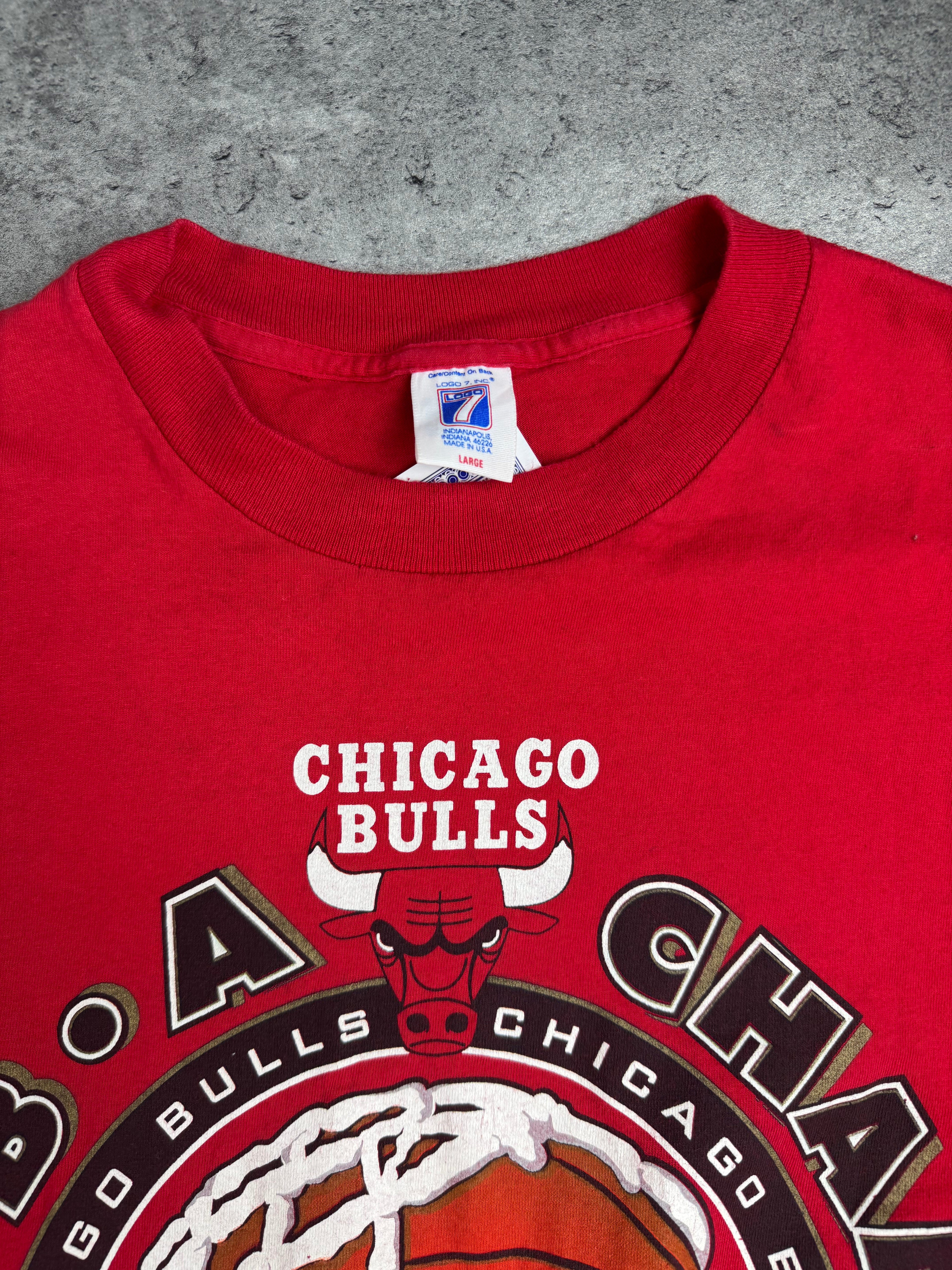 1996 NBA Chicago Bulls Single Stitch Champions 72 Wins Season Michael Jordan Championship Tee Shirt Koszulka