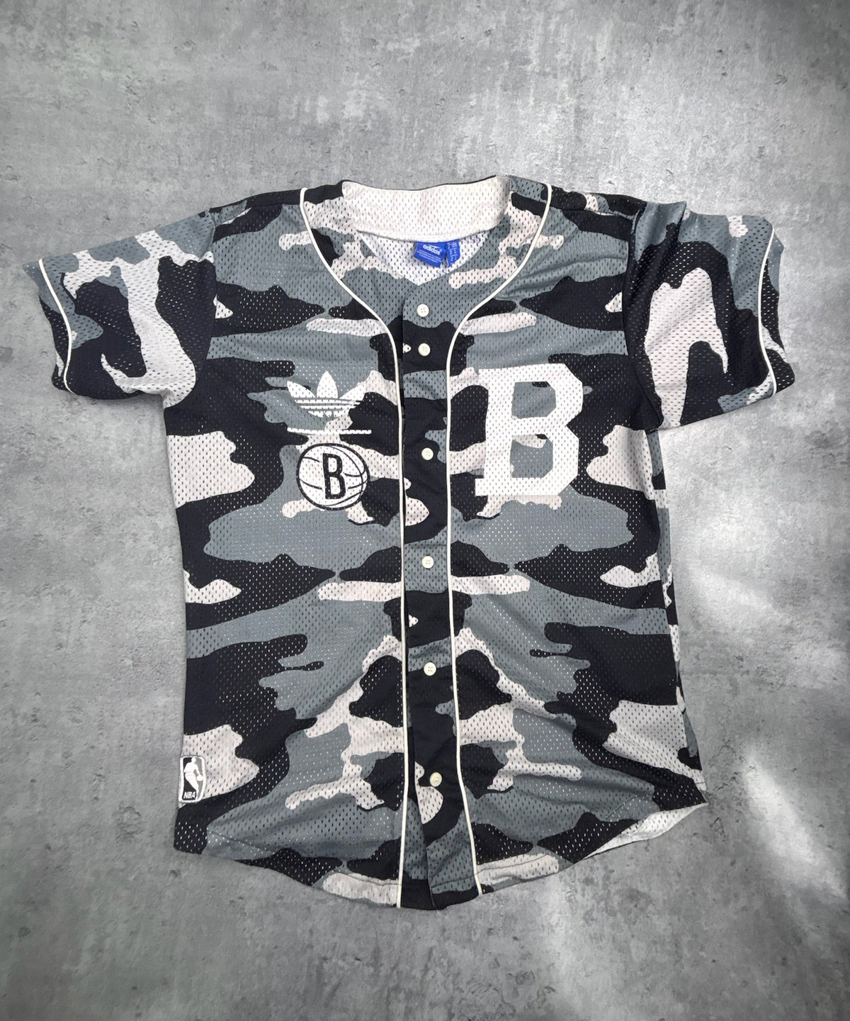 Brooklyn Nets Adidas NBA Baseball Jersey Koszulka Jersey z Siateczki Y2K HipHop moro koszykarska