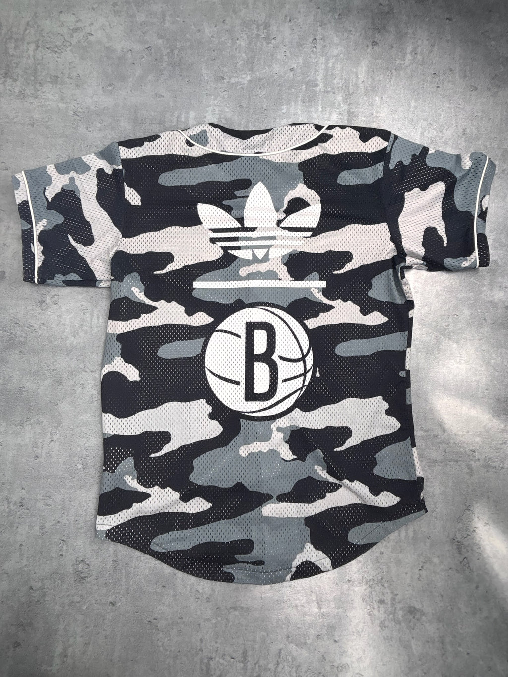 Brooklyn Nets Adidas NBA Baseball Jersey Koszulka Jersey z Siateczki Y2K HipHop moro koszykarska