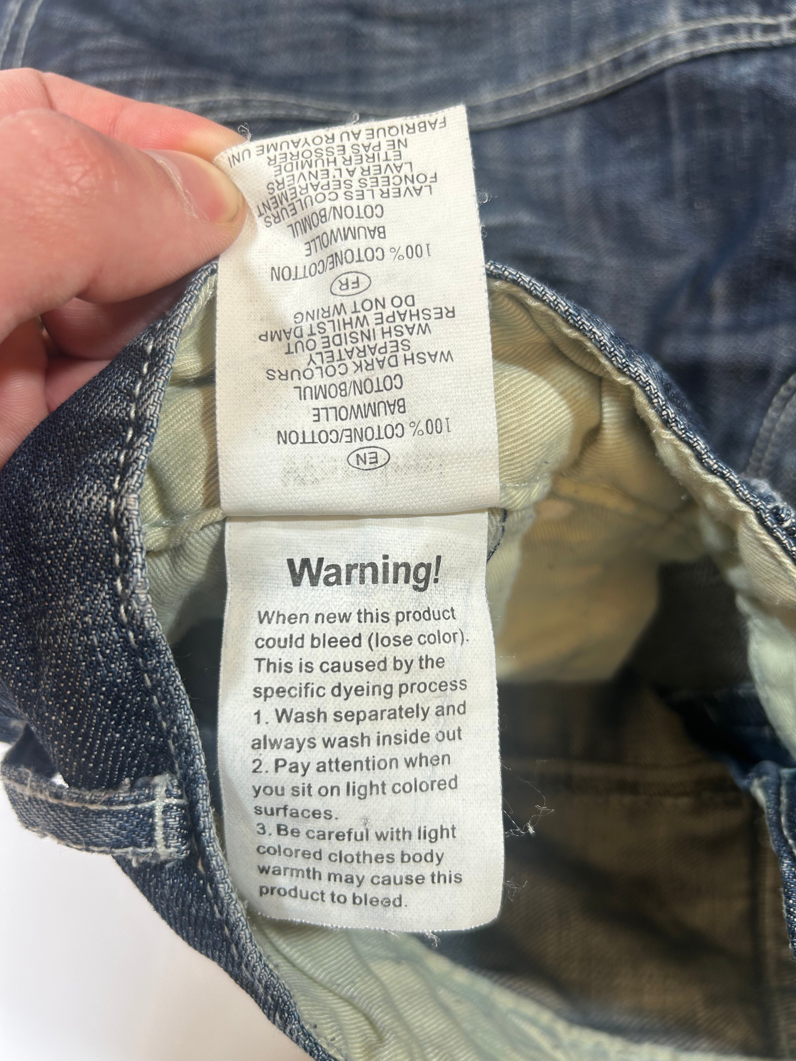 Baggy jeans denim z nadrukami na tylnych kieszeniach