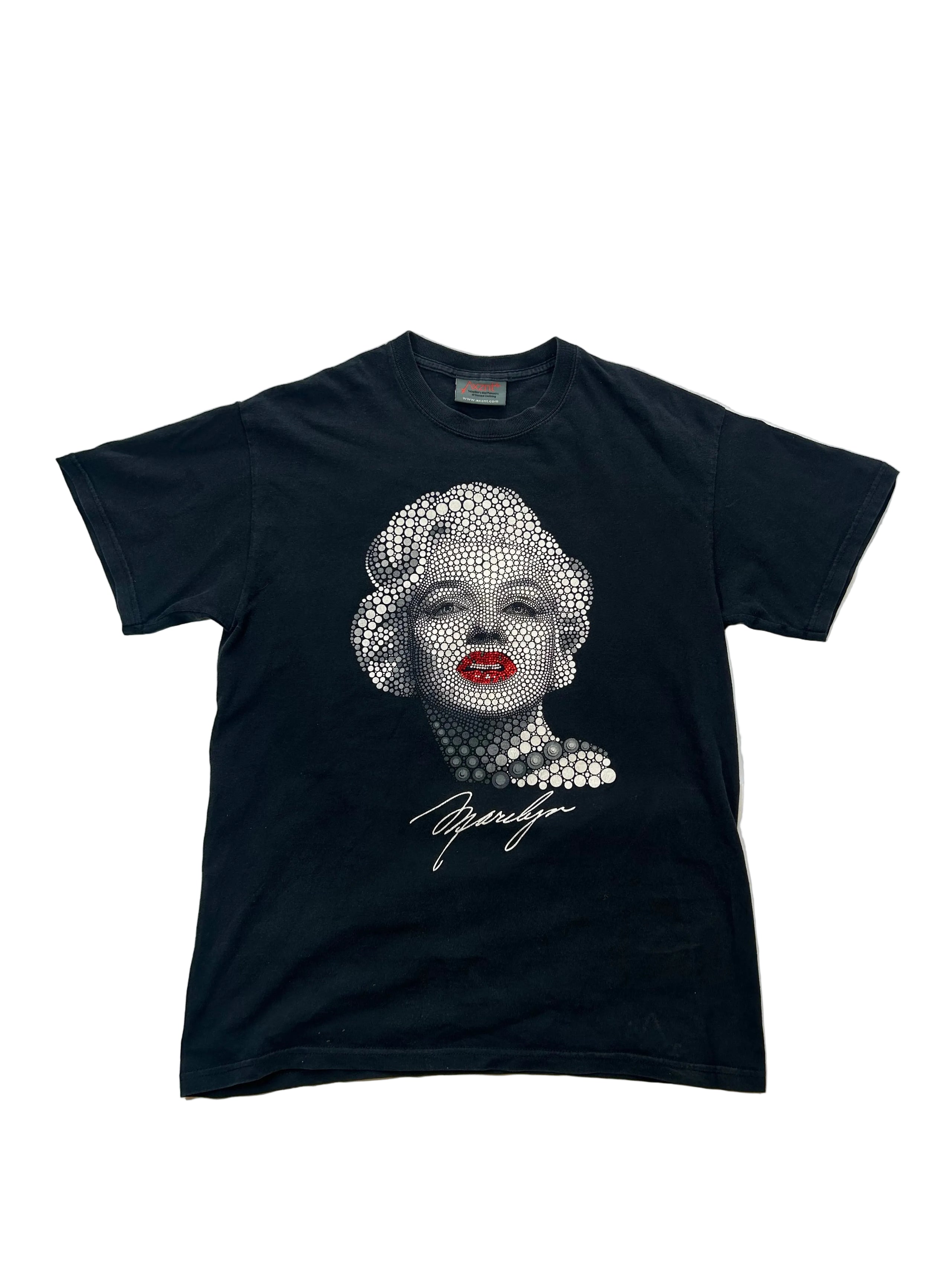 Czarny tshirt z nadrukiem Marilyn Monroe z cekinami