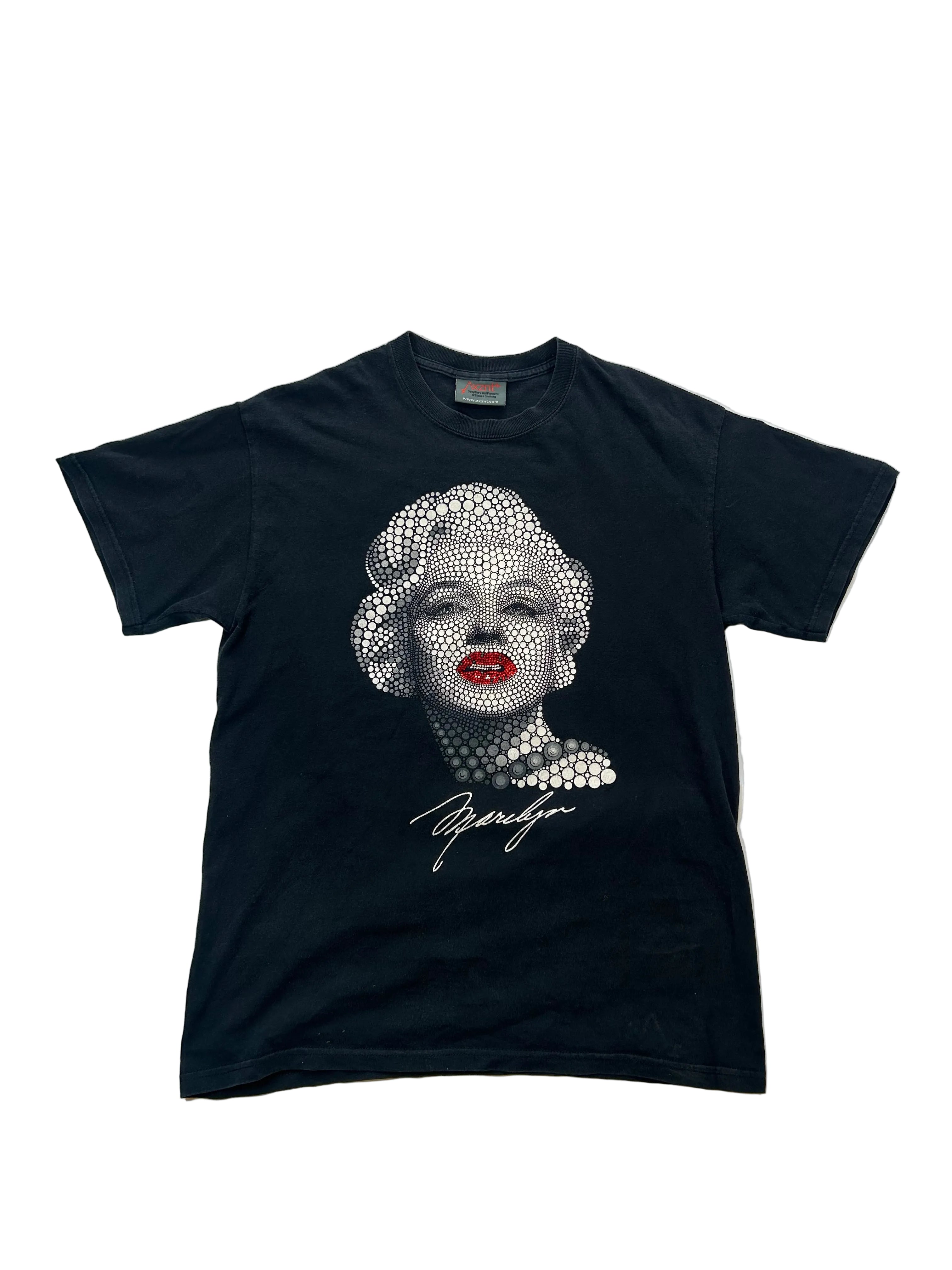 Czarny tshirt z nadrukiem Marilyn Monroe z cekinami