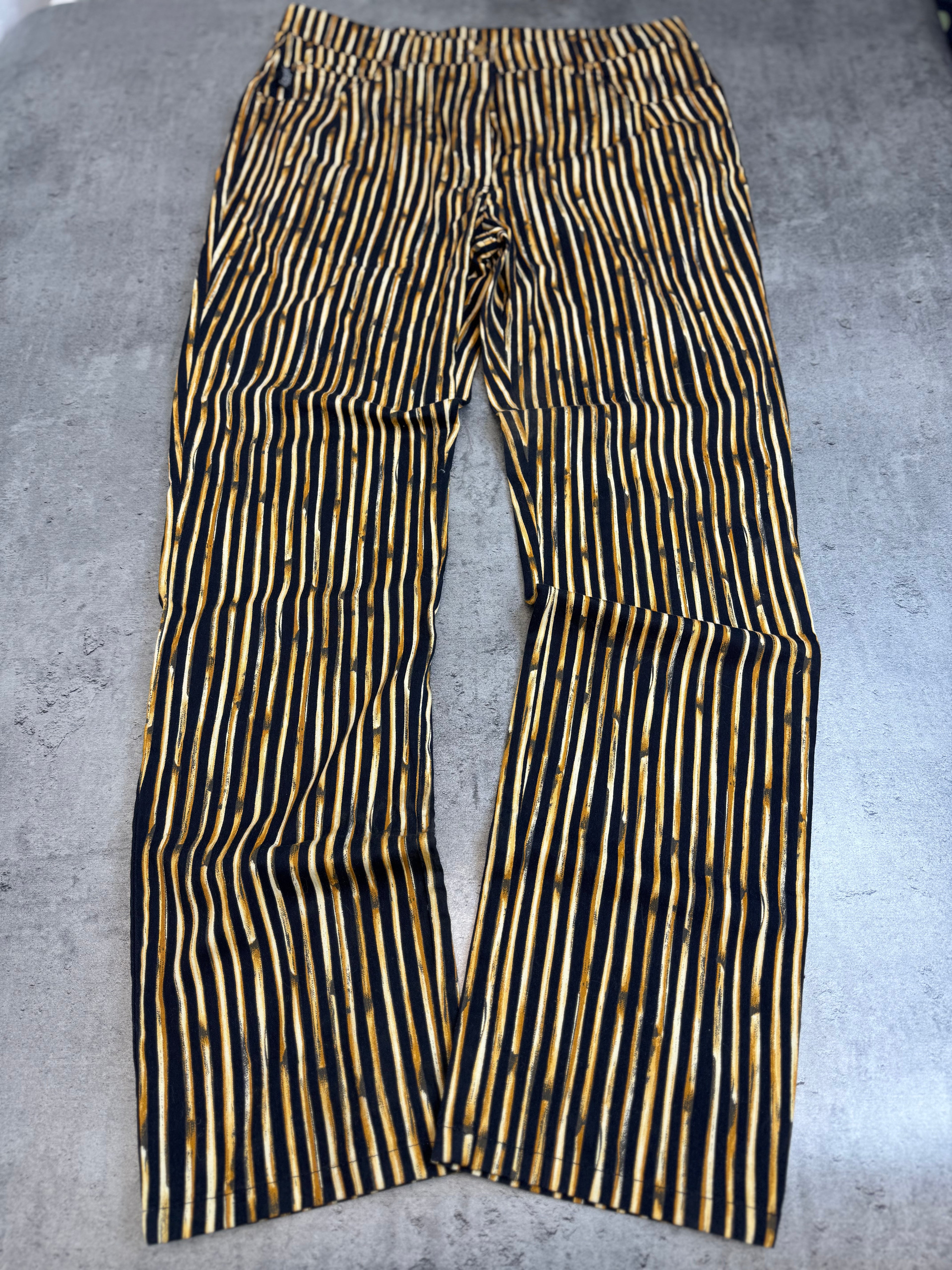 Laurel Jeans Premium Runway 90s Animal Print Striped Pants Straight Leg