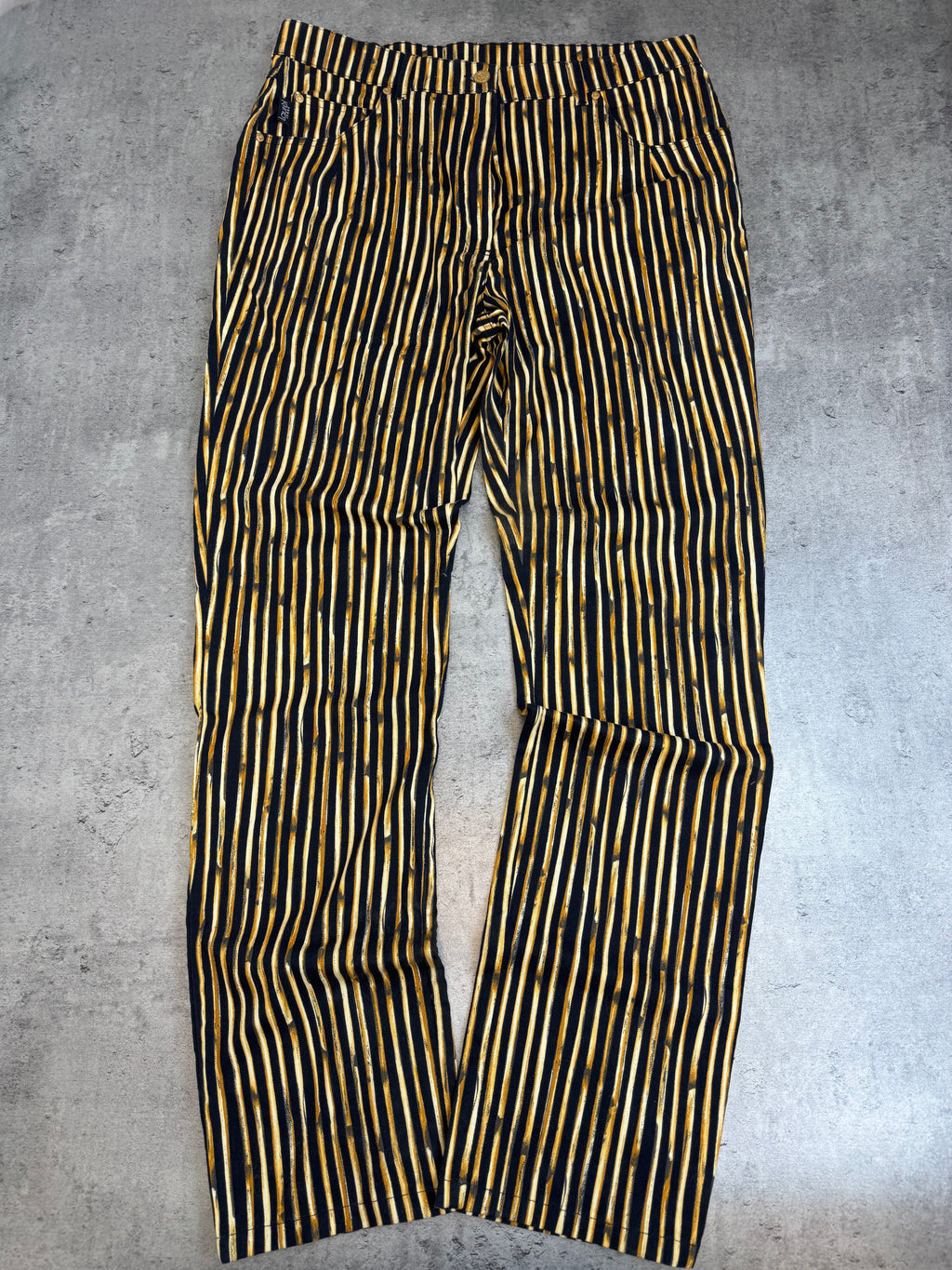 Laurel Jeans Premium Runway 90s Animal Print Striped Pants Straight Leg