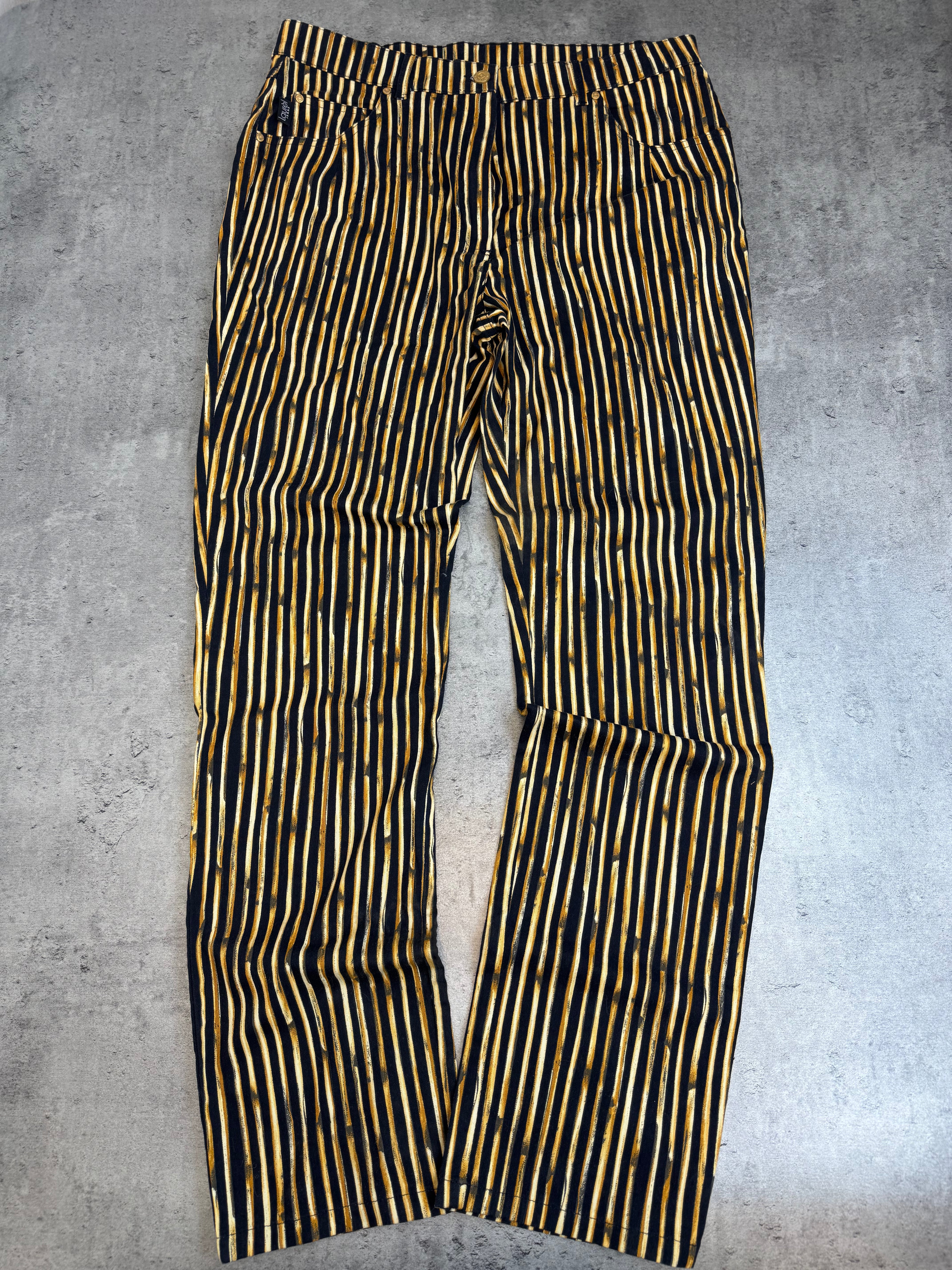 Laurel Jeans Premium Runway 90s Animal Print Striped Pants Straight Leg