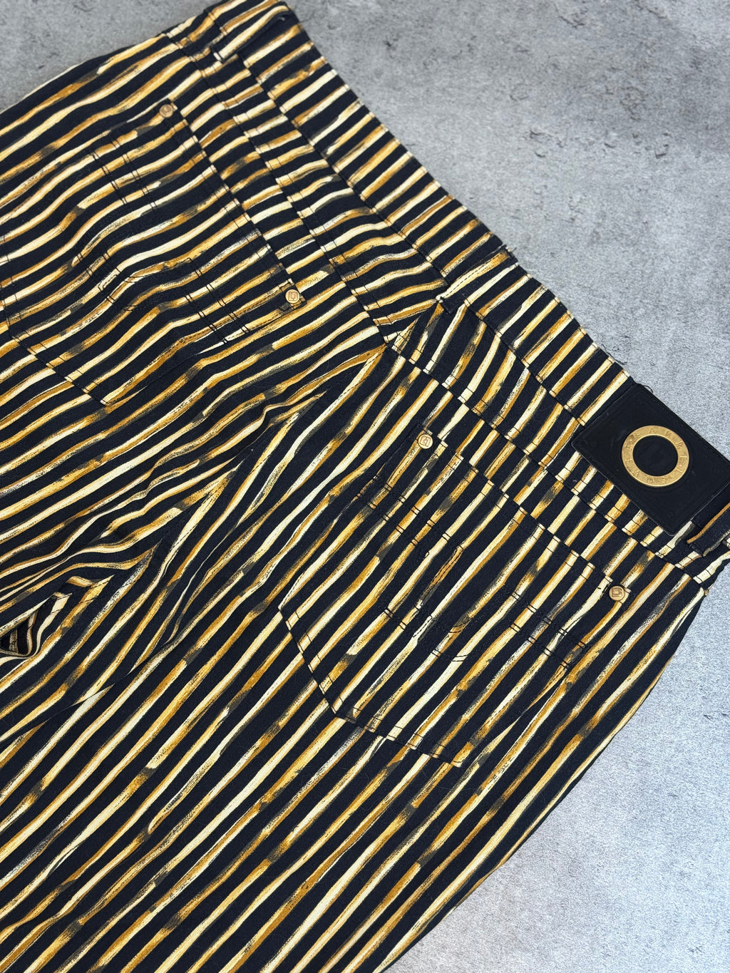 Laurel Jeans Premium Runway 90s Animal Print Striped Pants Straight Leg