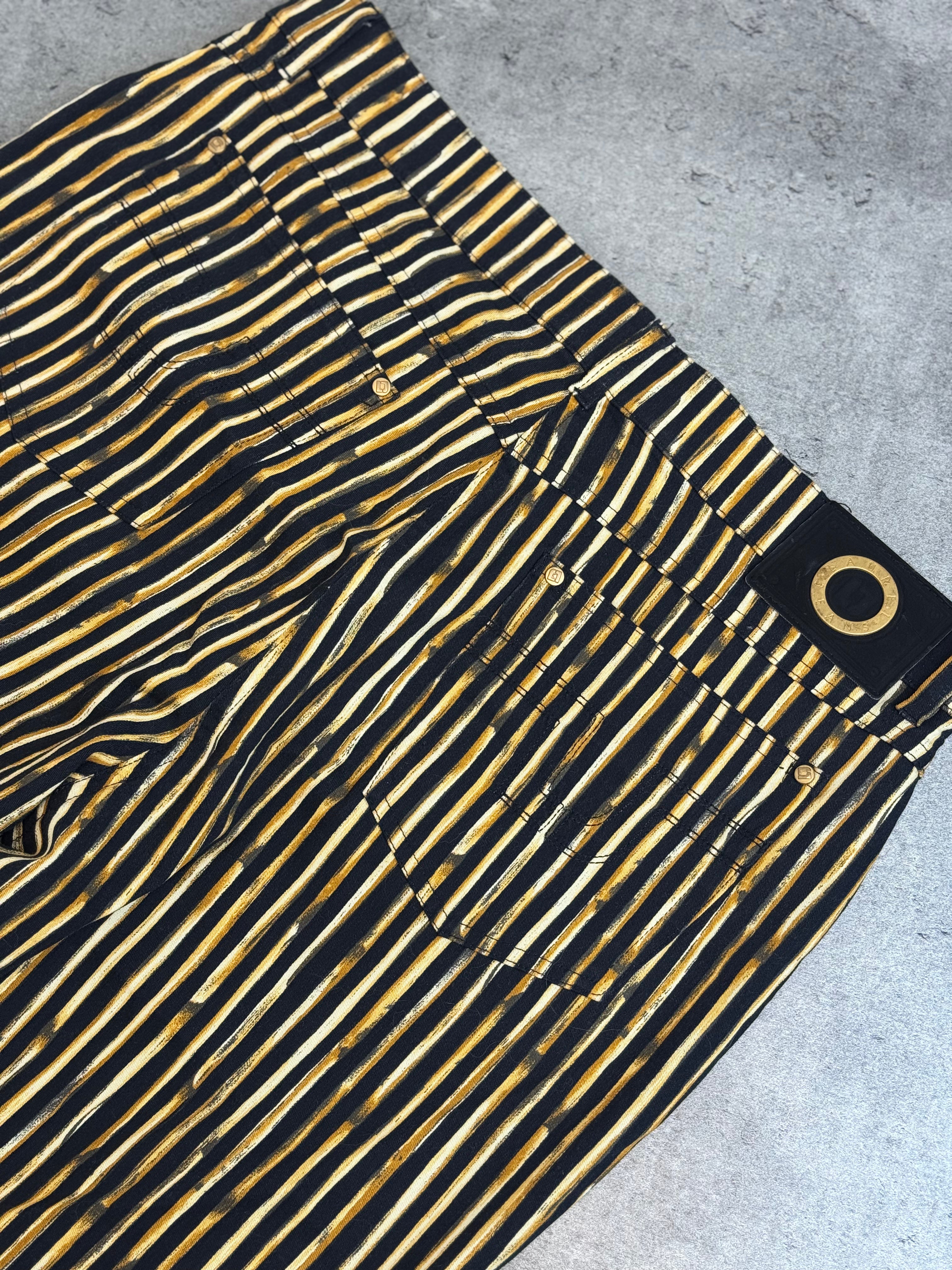 Laurel Jeans Premium Runway 90s Animal Print Striped Pants Straight Leg