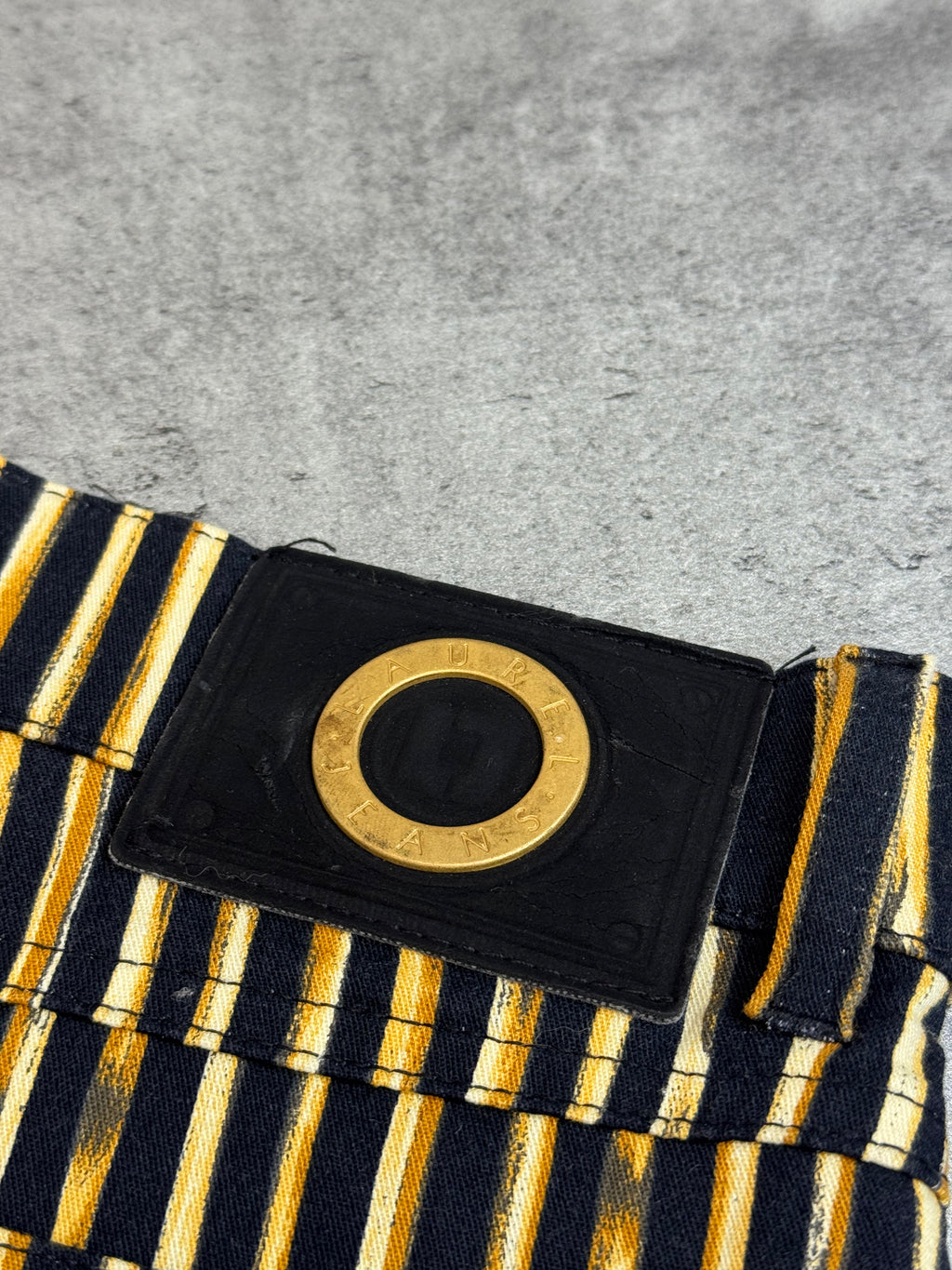 Laurel Jeans Premium Runway 90s Animal Print Striped Pants Straight Leg