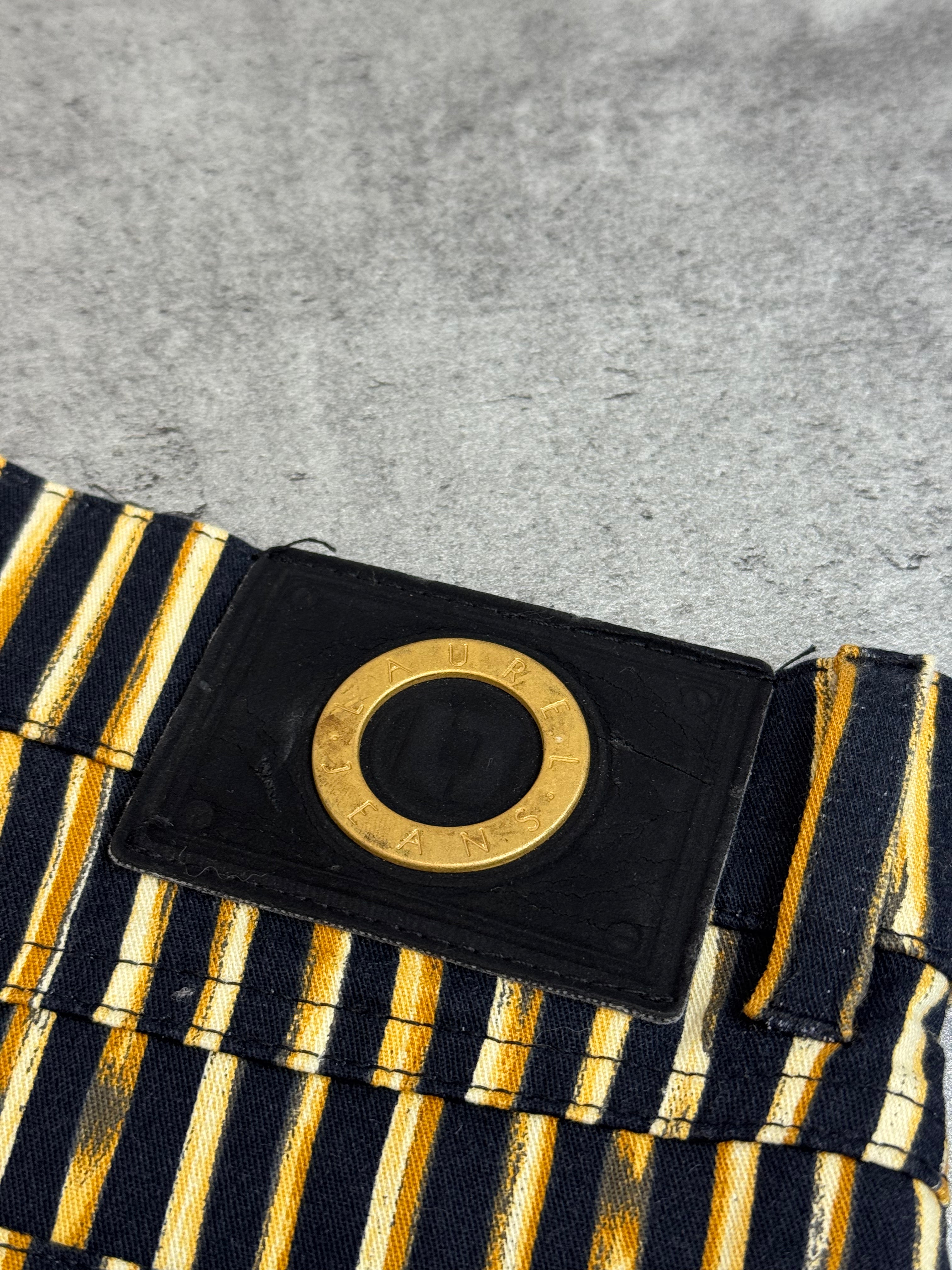 Laurel Jeans Premium Runway 90s Animal Print Striped Pants Straight Leg