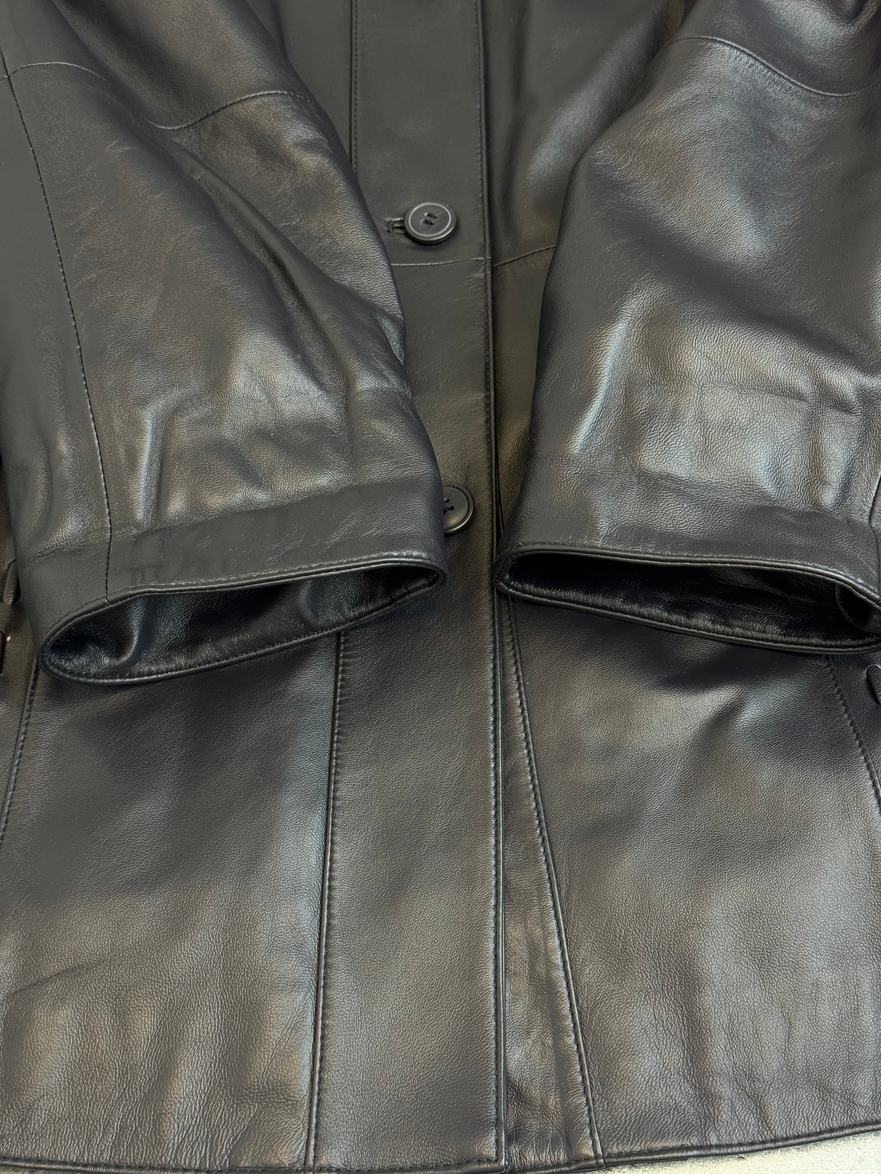 Morena 90s Art of Fashion Echt Leather Vintage Skórzana Kurtka Parka Płaszcz we wzorki