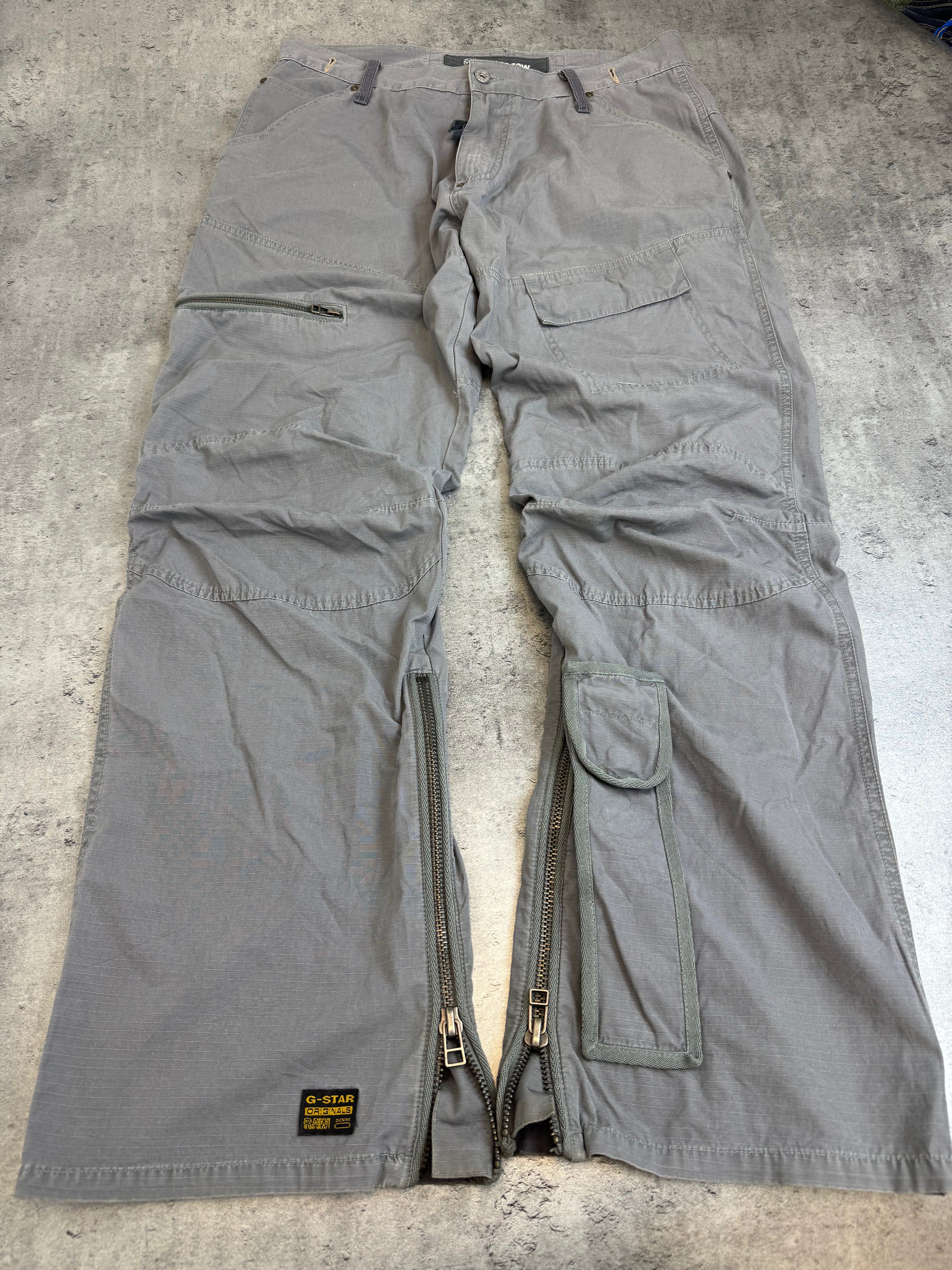 G-Star Raw Baggy Wide Leg Spodnie Cargo Multicpocked Zipped tech Wear