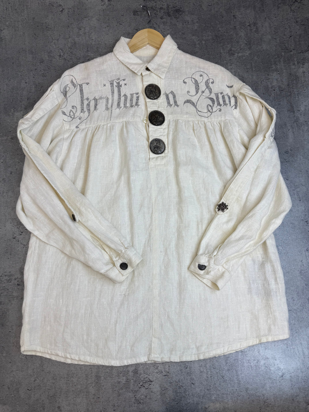 Stockerpoint 100% Linen Lniana Button Down Shirt Koszula Shirt Gothic Fairy Grunge Boho Medieval Oktoberfest