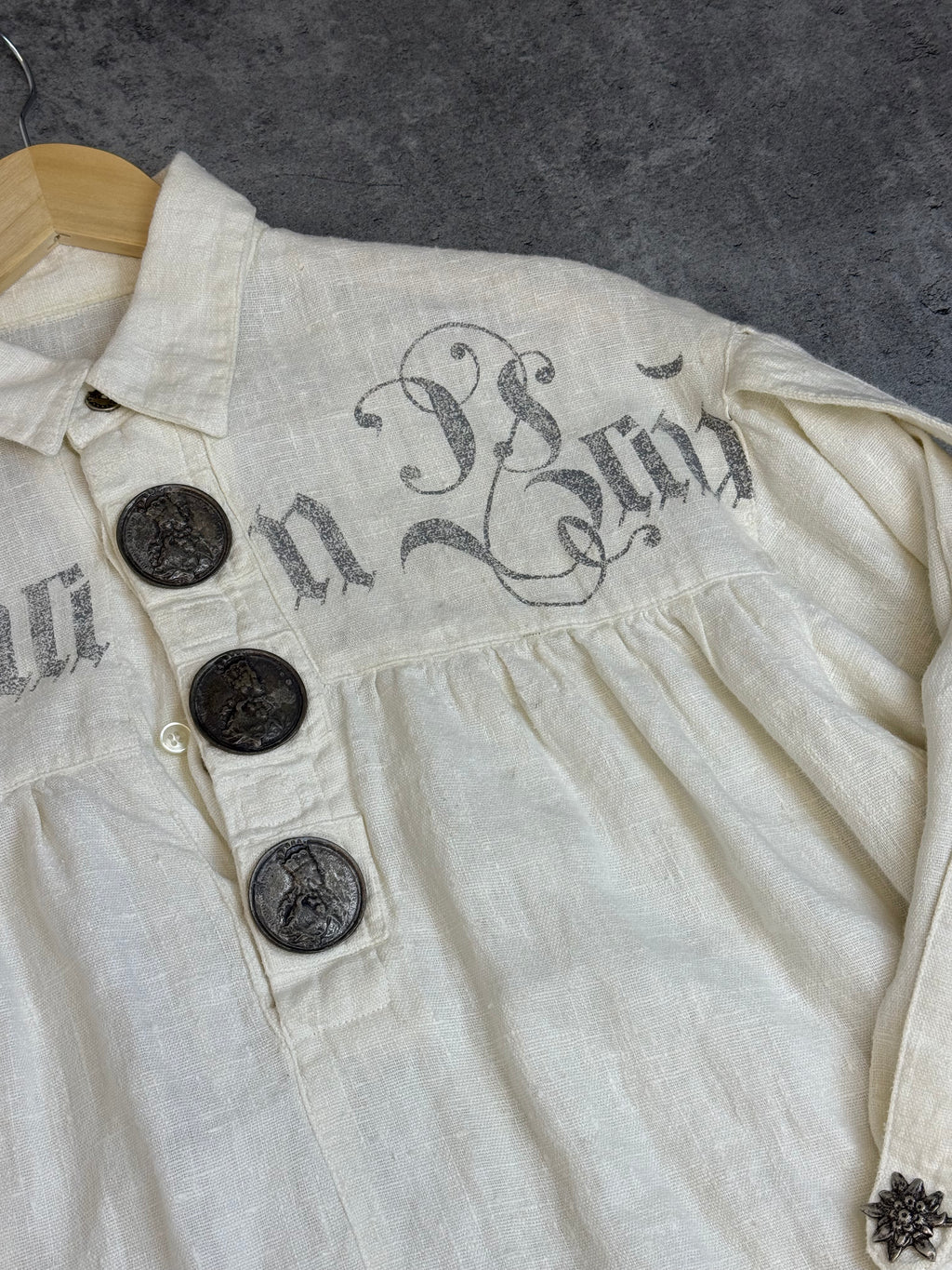 Stockerpoint 100% Linen Lniana Button Down Shirt Koszula Shirt Gothic Fairy Grunge Boho Medieval Oktoberfest